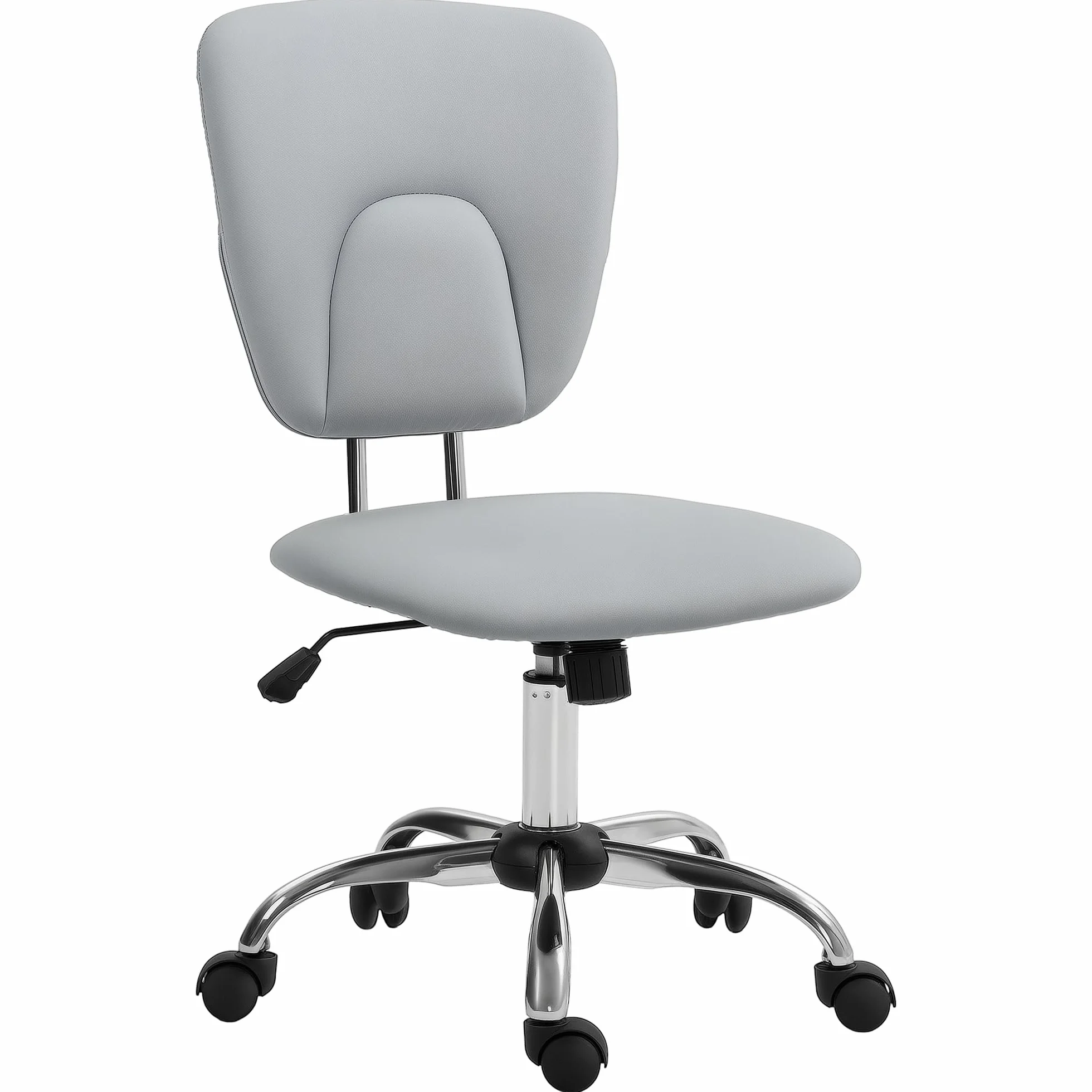 Vinsetto Silla de Oficina sin Reposabrazos Escritorio Juvenil Altura Ajustable Inclinación Carga 120 kg 50x54x87,5-96,5 cm Gris Claro