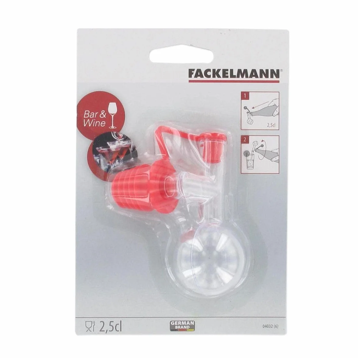 Fackelmann Dosificador de Alcohol con Boquilla, Tapón 2,5 cl, Plástico, Rojo, 9x7 cm