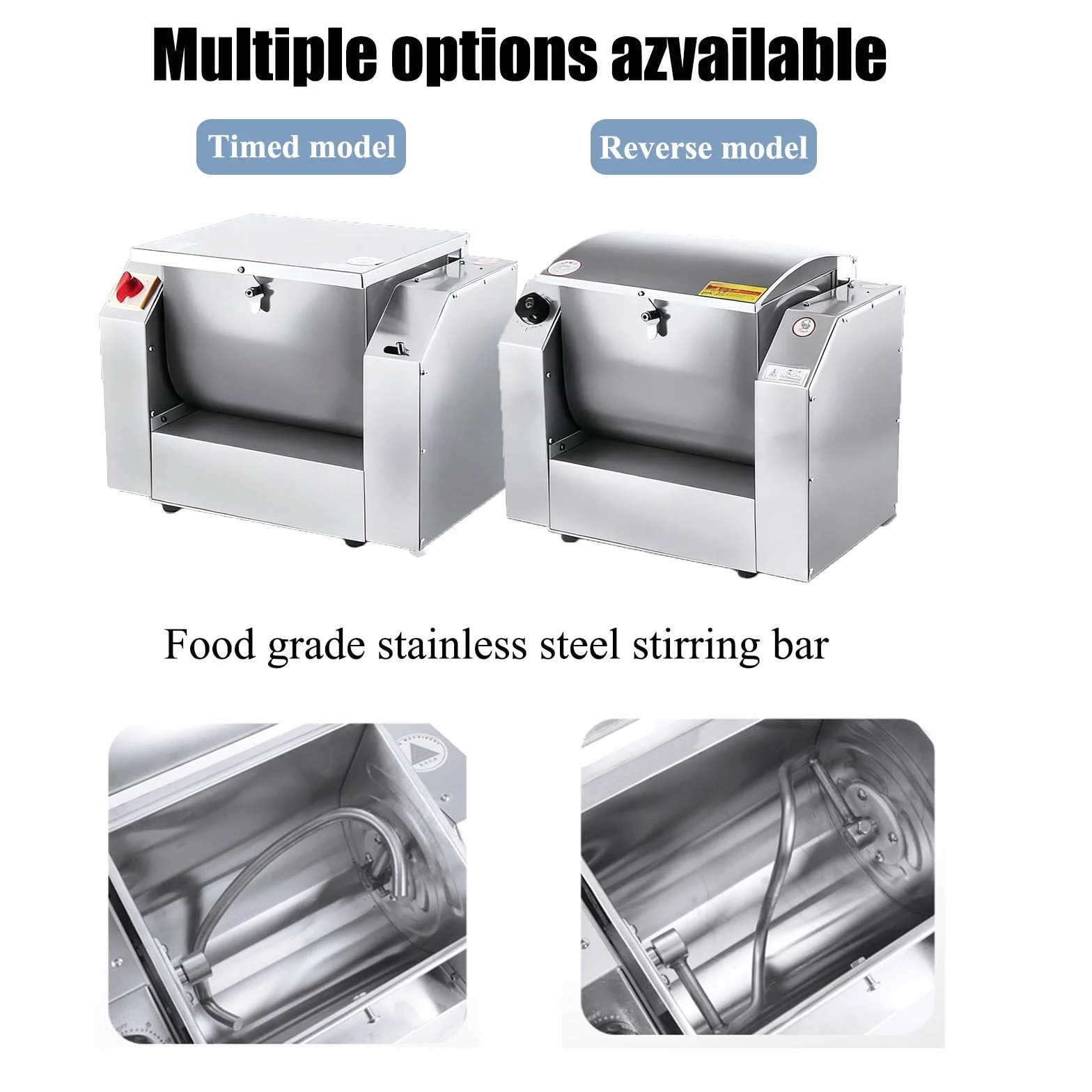 1100w/1500w Amasadora Comercial,Máquina Mezcladora De Masa Industrial Con Espiral,Inclinación De 90° Y Temporizador,3 Kg a 10 Kg,Para Panadería Y Restaurantes 3KG
