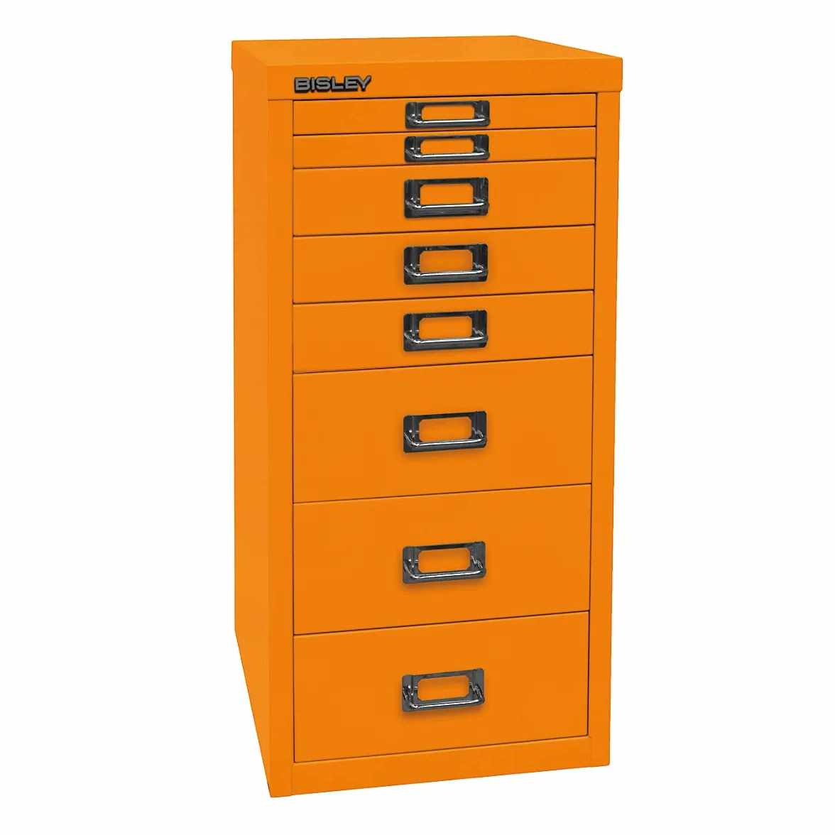 Bisley multid rawer, 29er Serie, DIN A4, 8 cajones, Metal, 603 Naranja, 38 x 27.9 x 59 cm
