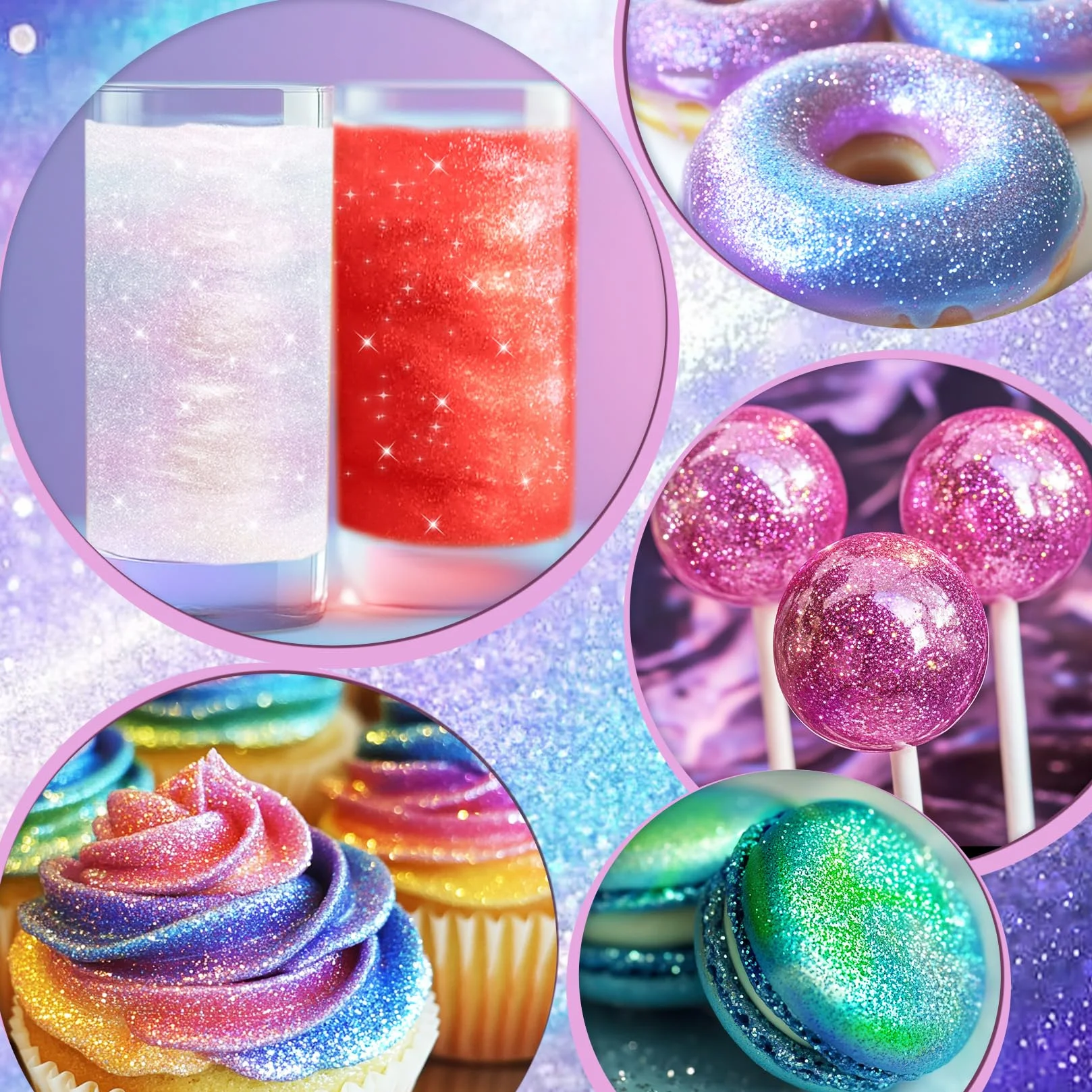Purpurina Comestible 12 Colores 5g Cada Uno Glitter Reposteria Sin Olor