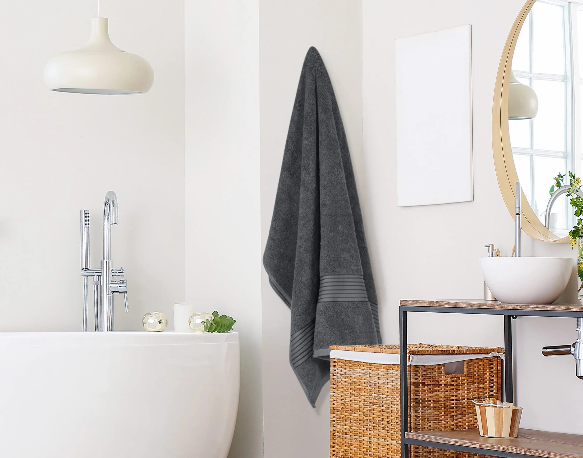 Utopia Towels - 2 Lujosa Sábana de Baño Jumbo - Toalla Extra Grande 100% algodón, Muy Absorbente y de Secado rápido - Toalla de Hotel Super Suave (180 x 90 CM, Gris)