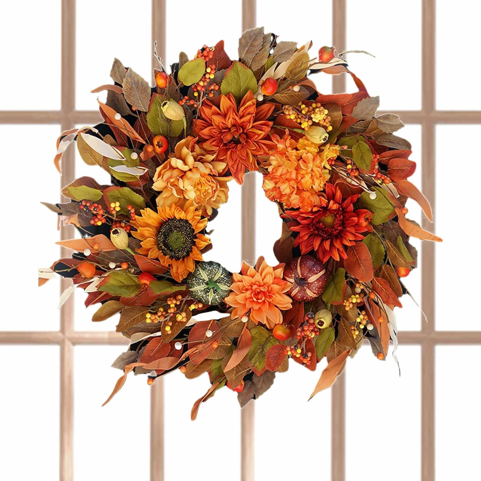 Coronas De Otoño para La Puerta De Entrada 41,91 cm Decoración de y Granja | Corona Decorativa De Otoño Para Decoración De Festival Acción De Gracias Halloween Vacaciones Puerta Y Pared