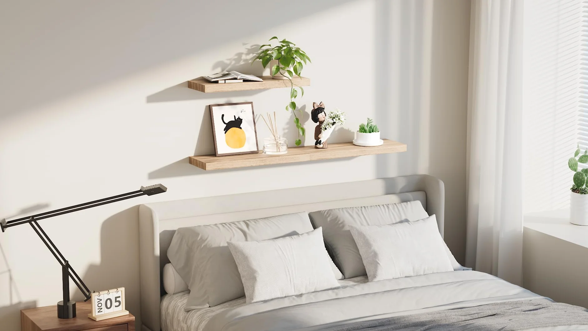 Estantes flotantes de madera rústicos 40 cm con soportes invisibles juego de 3
