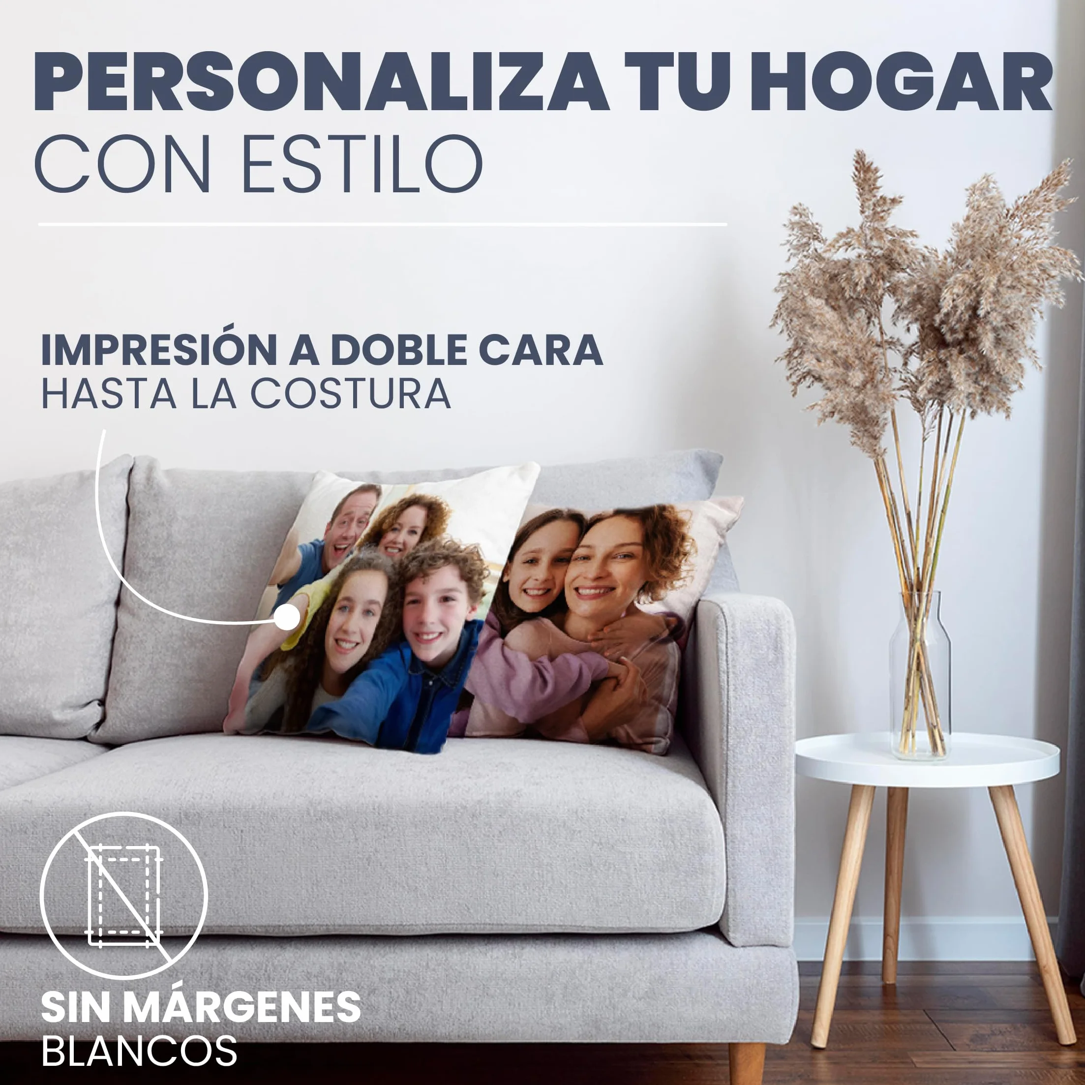 Cojín Personalizado con Foto y Texto 30x30cm Relleno Incluido Regalos Originales