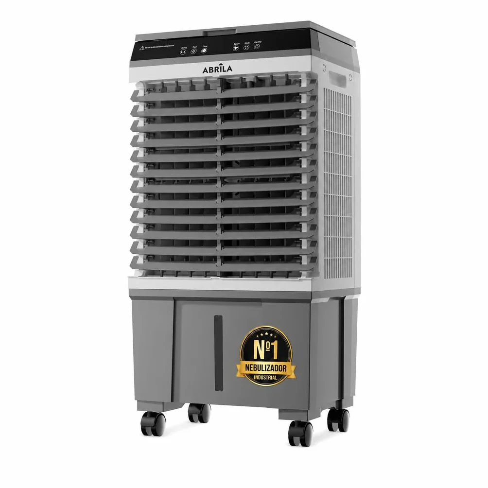 Climatizador Evaporativo Industrial 20L | Sin Tubo Exterior | Naves, Talleres y Terrazas hasta 20 m² | 65W | 3 Velocidades | Mando a Distancia | 4 Acumuladores de Frío | Oscilante | Portátil