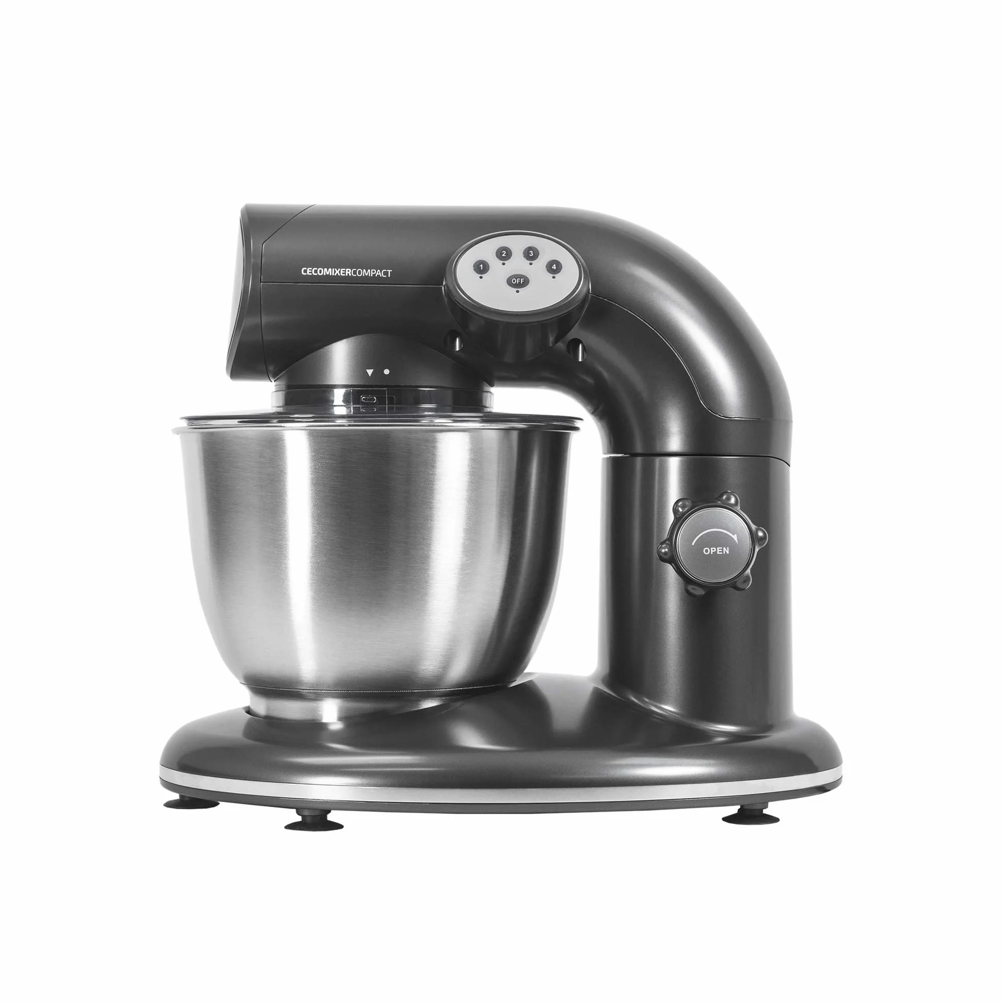 Cecotec Batidora Amasadora Cecomixer Compact. 1000 W, Sistema Avanzado de engranajes y Movimiento planetario, Bol de acero de 5,6l, 6 Funciones, 4 niveles de Velocidad, Tapa transparente