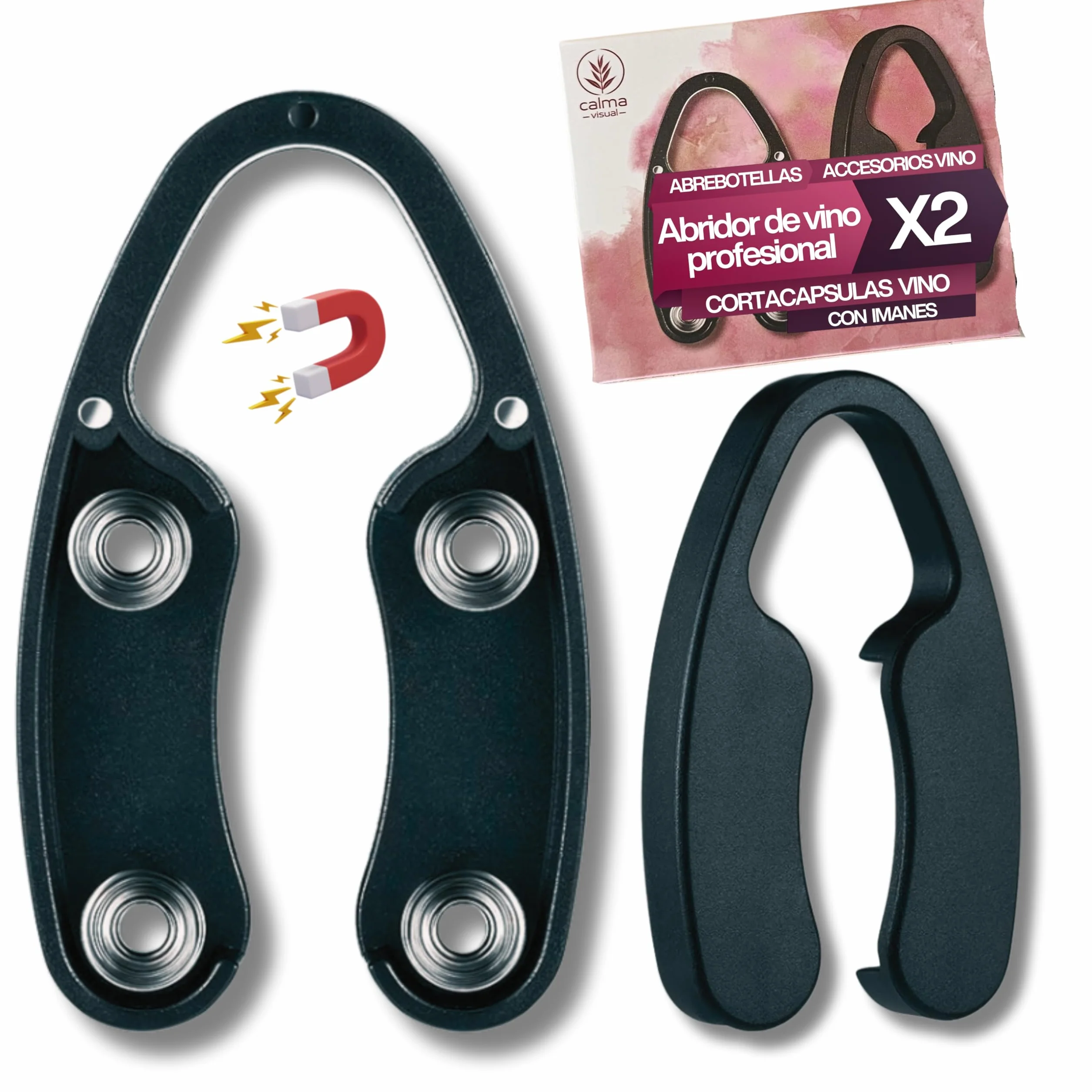 Corta Cápsulas de Vino Imantado (2 Unidades) – Cortador del Cuello de Botella de Vino – Descapsulador Preciso y Seguro – Accesorio para Vino – Ideal para regalo cenas amigos