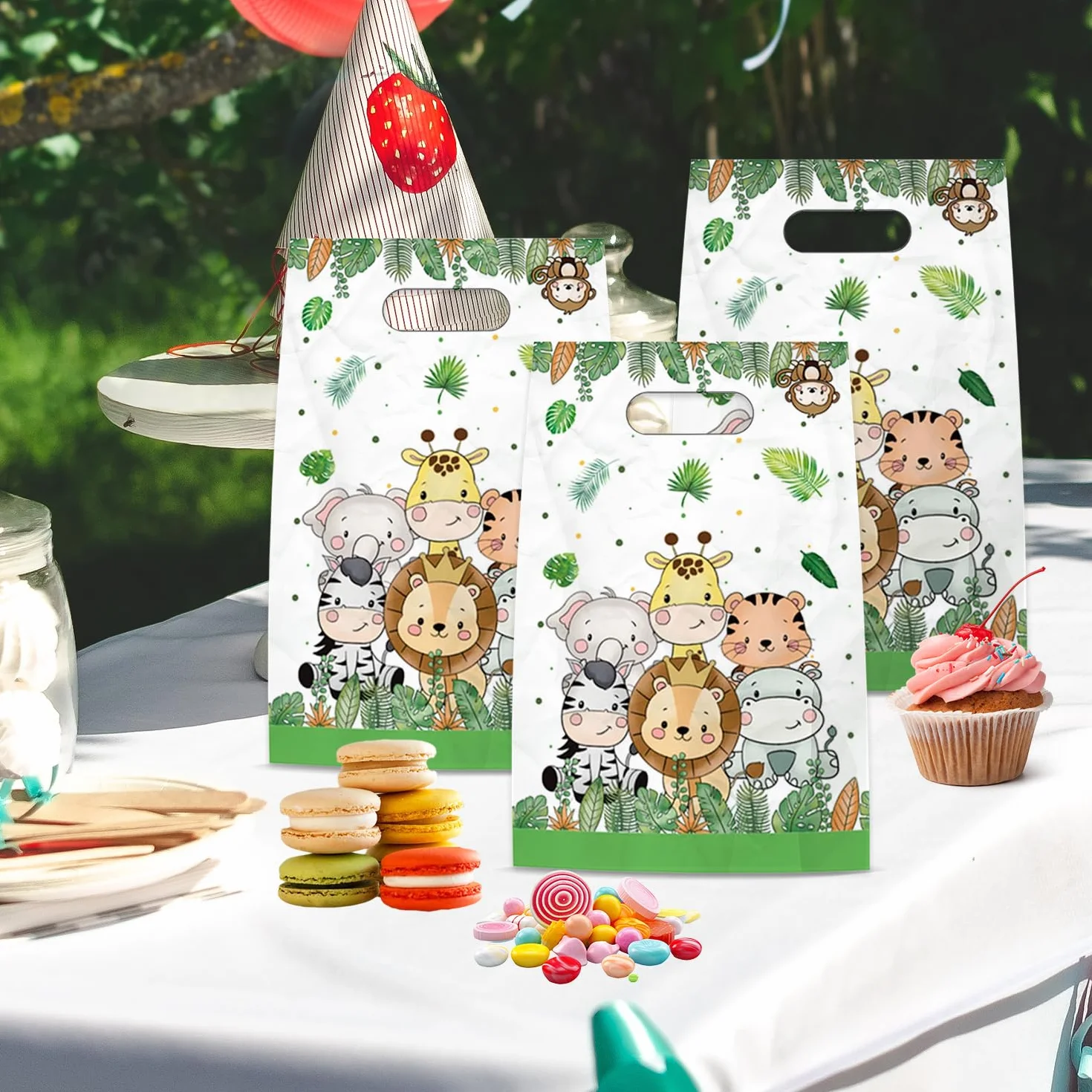 50pcs Bolsas Regalo de Plástico Animales, Bolsas Cumpleaños Infantil Chuches Regalo Bolsas de Regalo para Fiestas para Niños para Regalos fiestas de cumpleaños, Navidad, bodas, Bolsas galletas