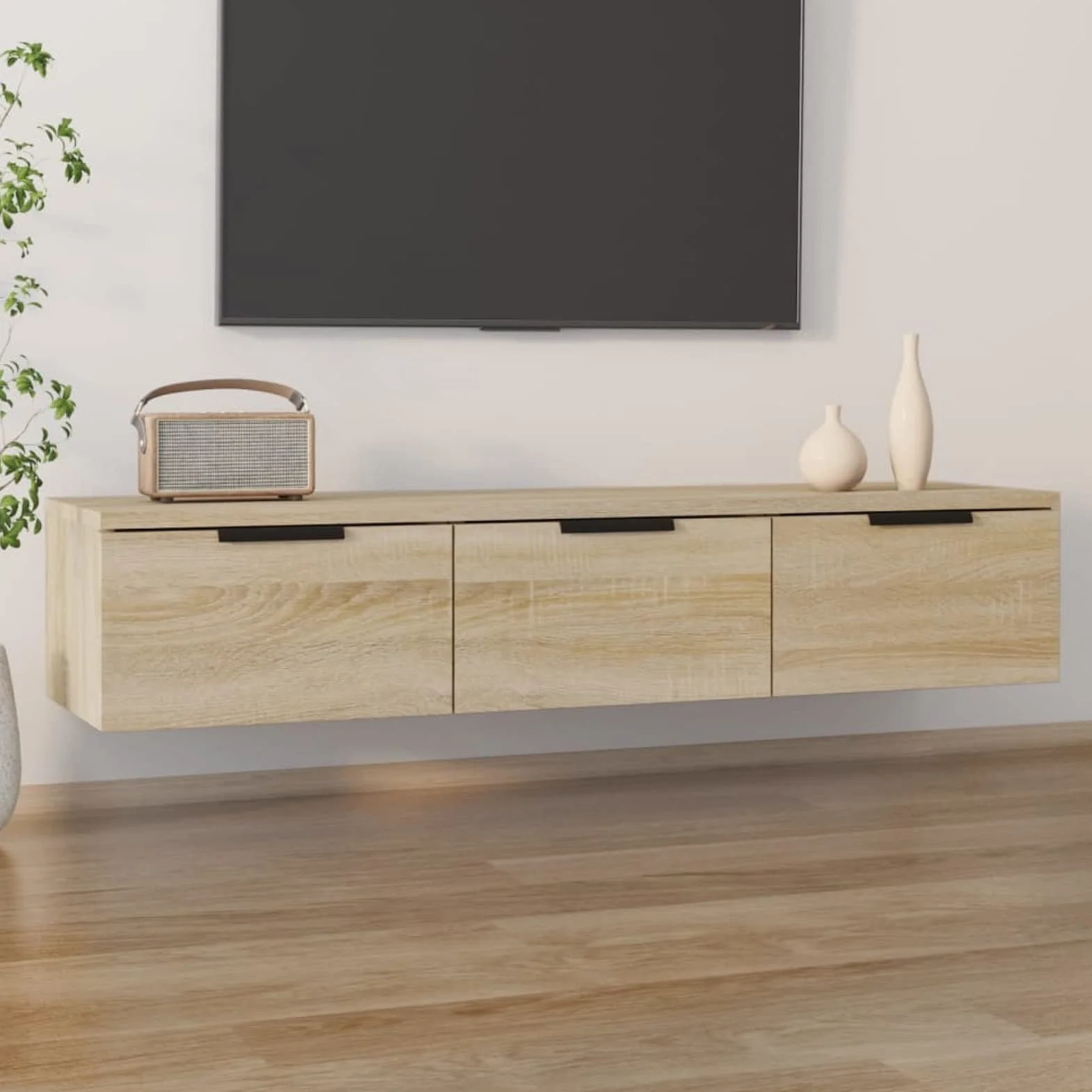 Armario de Pared, Muebles Salón, Mueble TV, Mesa Flotante, Gabinet Colgante De Pared, Gabinete De TV, Madera contrachapada Roble Sonoma 102x30x20 cm