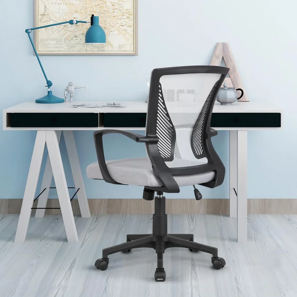 Yaheetech Silla de Oficina con Ruedas Regulable en Altura Malla Color Múltiple Mecedora
