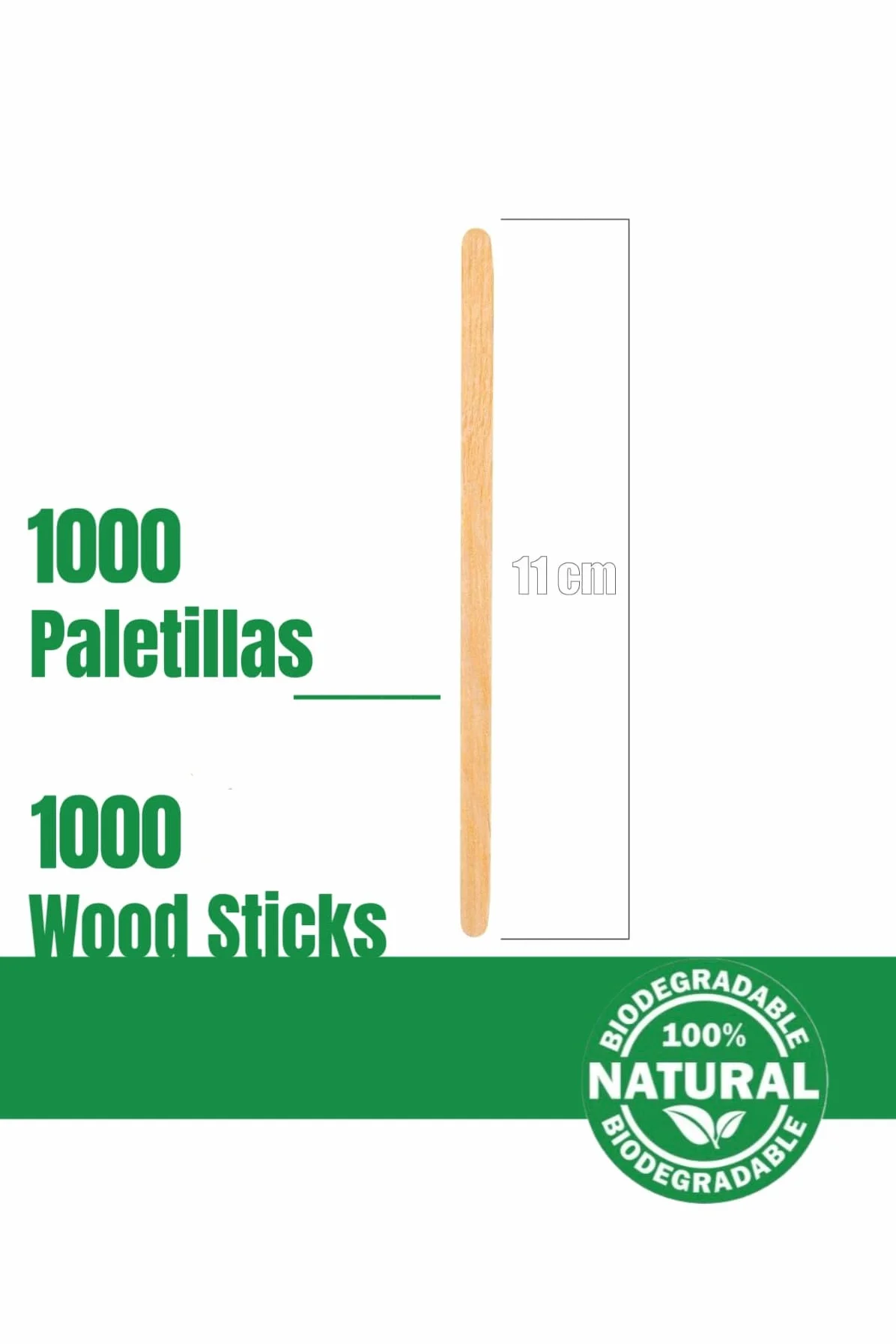 500 Paletinas de Madera envueltos Individualmente en Papel de 11 cm. Palitos de café Desechables, Palitos removedores de café biodegradables. Agitadores de café.