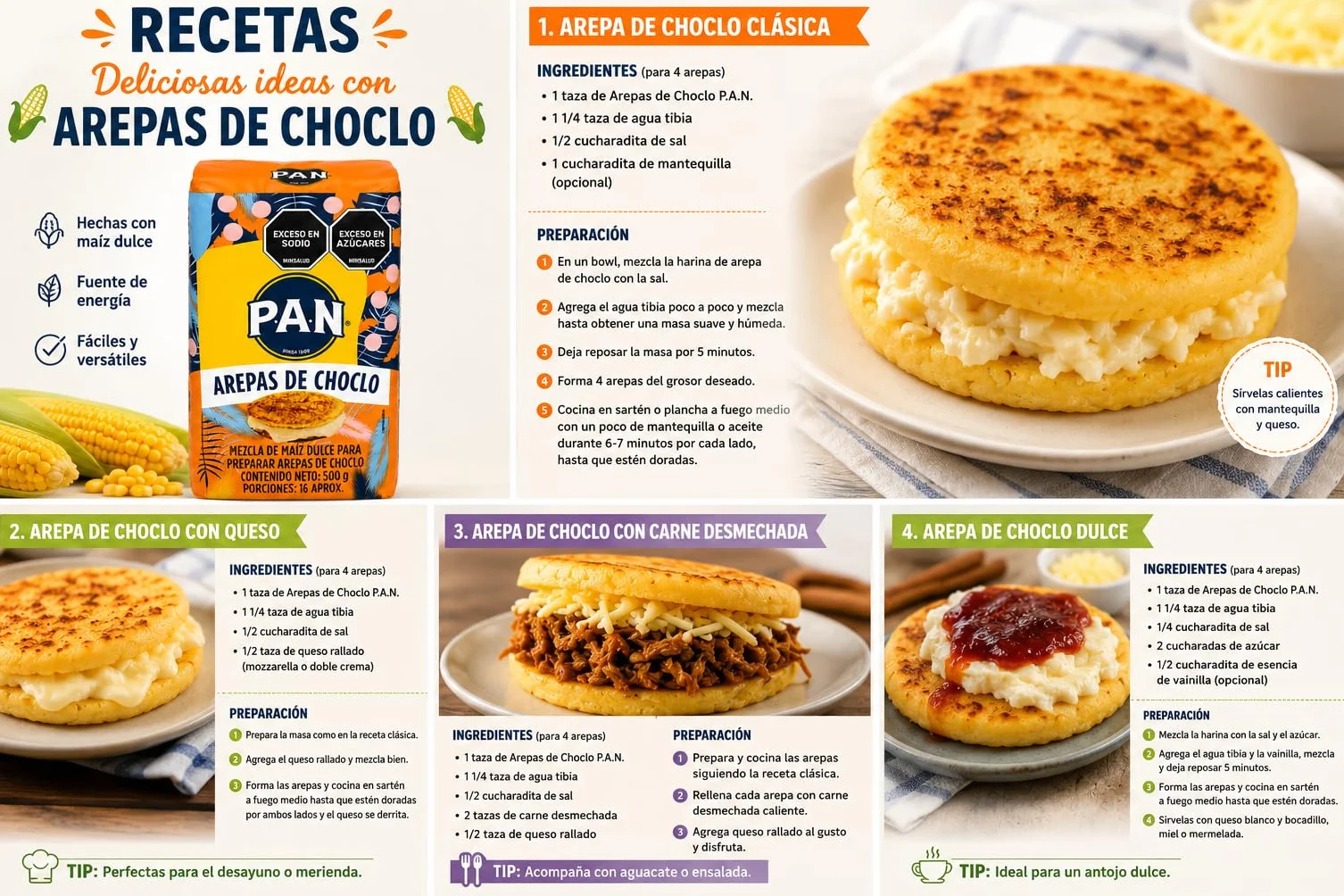 HARINA PAN MEZCLA DE MAIZ DULCE PARA AREPAS DE CHOCLO PACK 2 X 500 GRAMOS