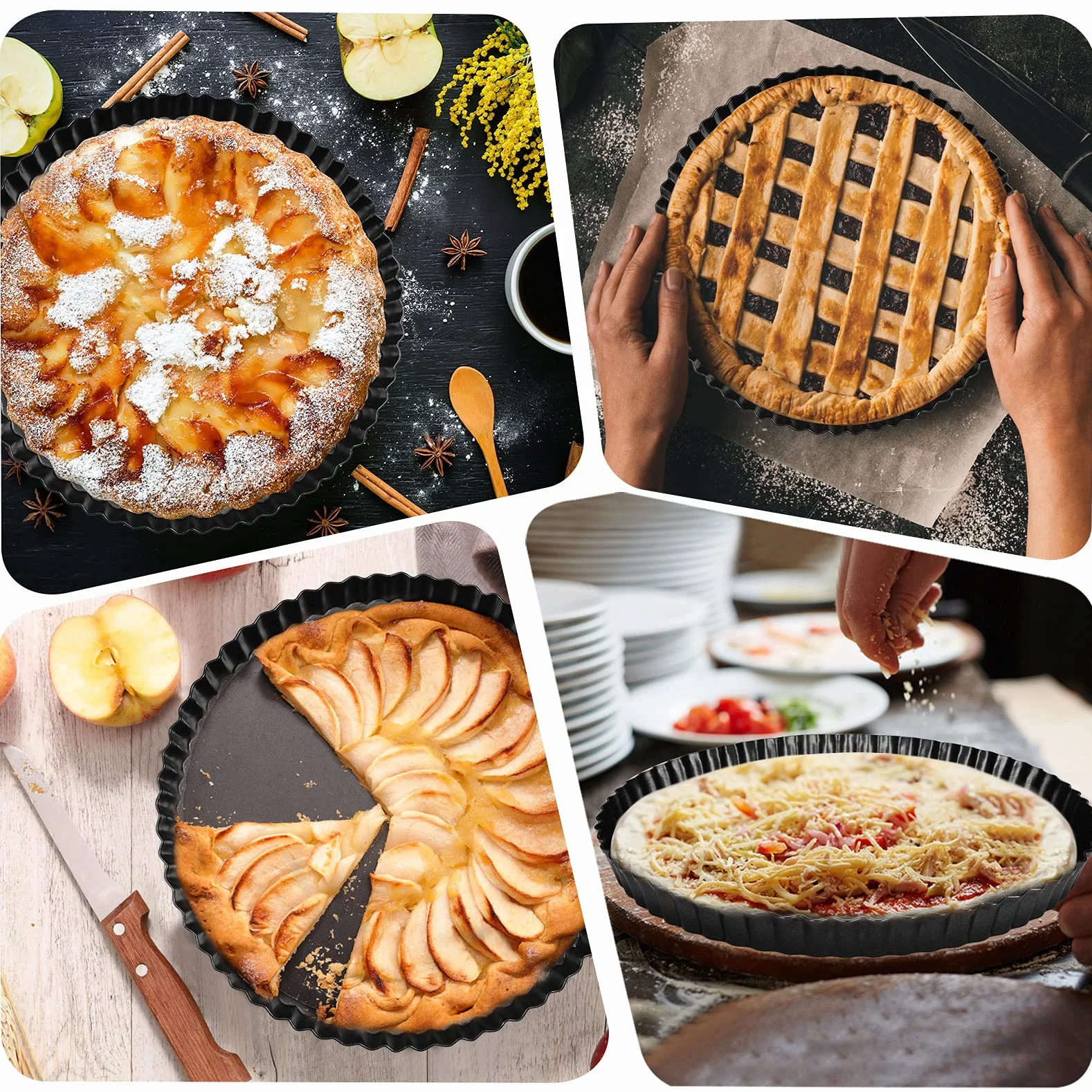 Molde para Quiche y Tarta con Base Extraíble Antiadherente 22cm - Redondo