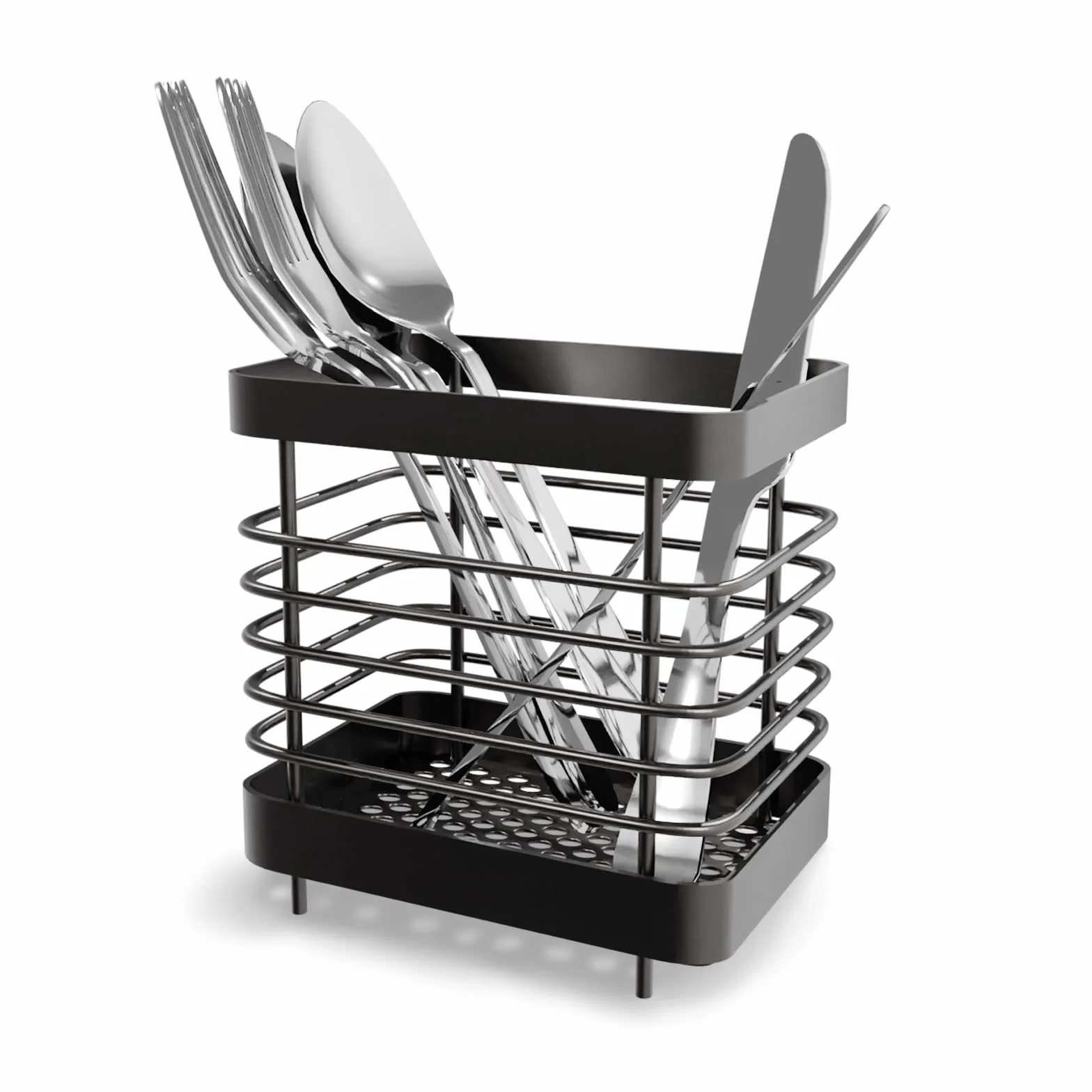 Escurridor Cubiertos Acero Inoxidable Soporte Utensilios Cocina Negro