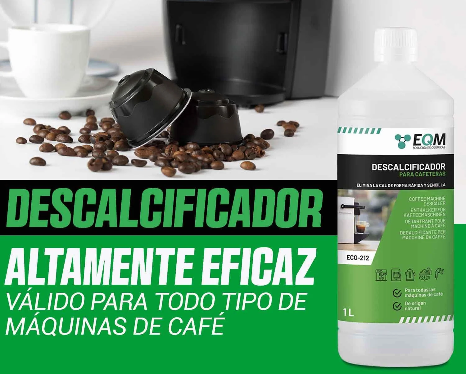 Descalcificador para Cafeteras 1L Origen Natural 100% Compatible con Todas las Máquinas de Café