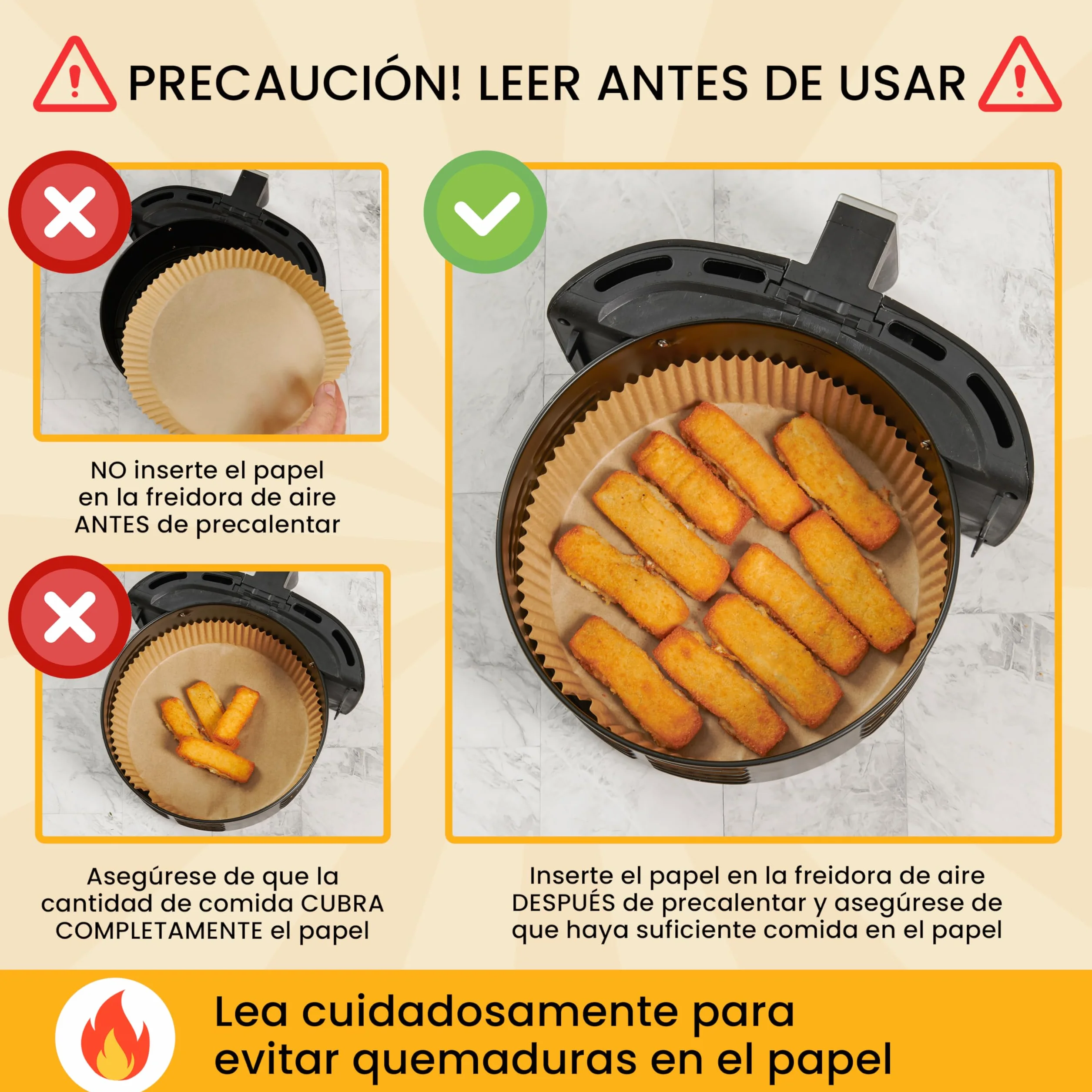 Forros para freidora de aire, 250 unidades, forros desechables de papel pergamino para freidora de aire, hojas para hornear sin blanquear, redondas de 8 pulgadas para cestas de hasta 5-8 cuartos de