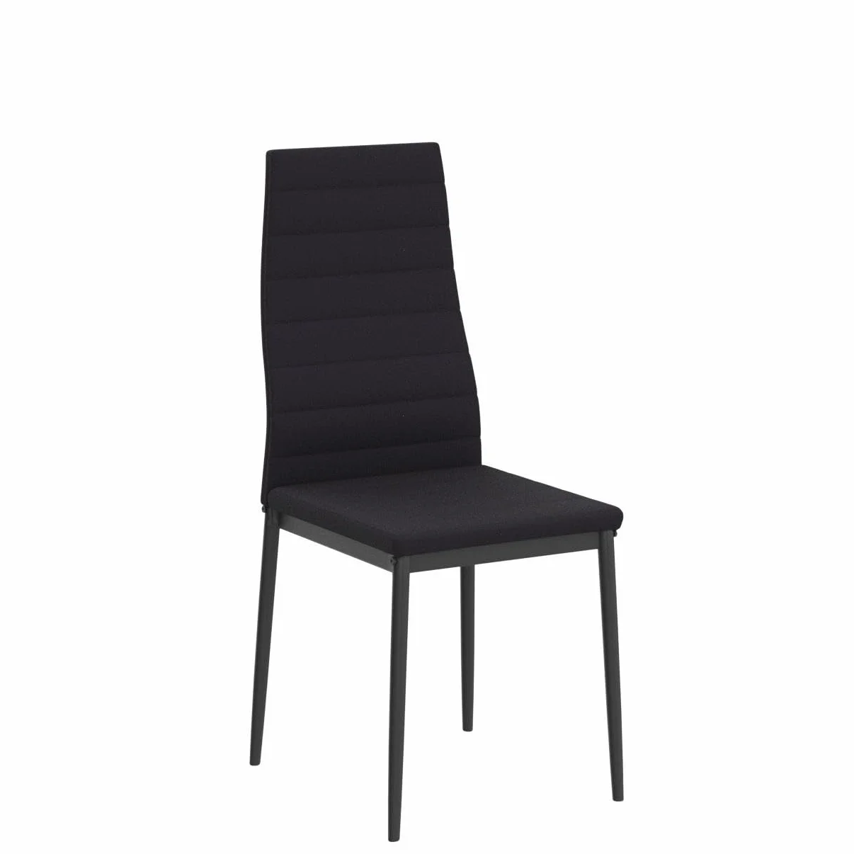 HOMCOM Pack de 4 Sillas de Comedor Modernas, Sillas de Cocina Tapizadas en Lino Sintético con Respaldo Alto y Patas de Metal, para Salón, Negro