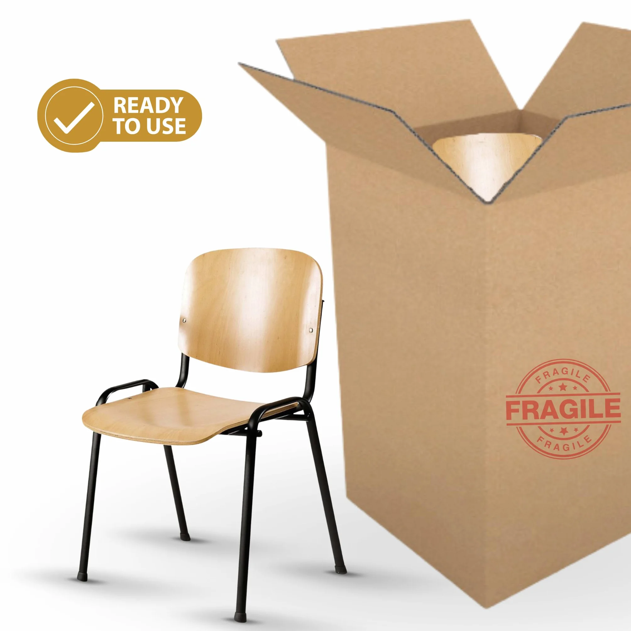 Topsit Juego de 4 sillas de visitantes apilables con asiento y respaldo de madera estructura negra