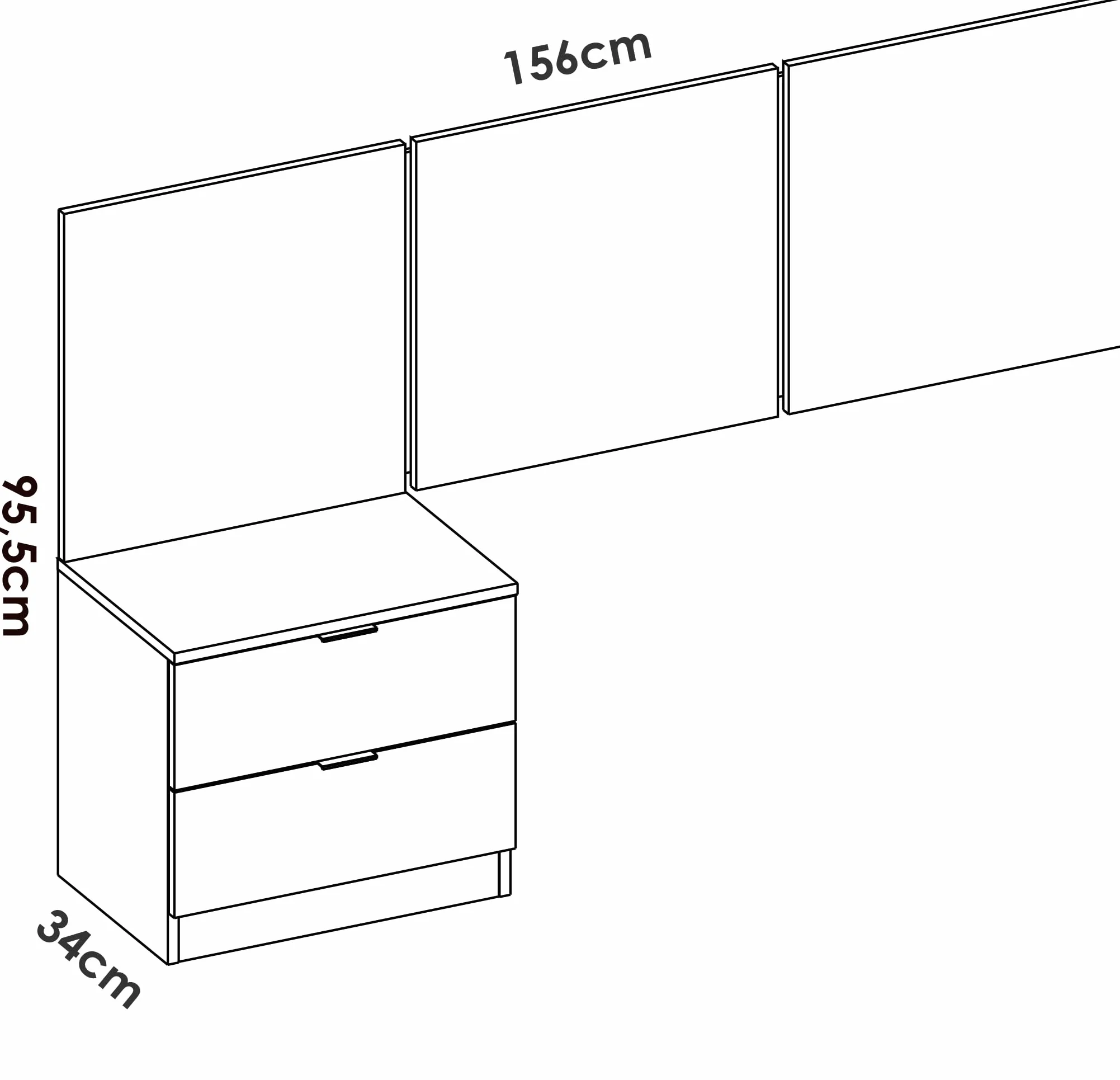 DEKIT GRUPO RIMOBEL BITO PACK - Conjunto de cabezal con mesita de dos cajones y mesa escritorio - BLANCO