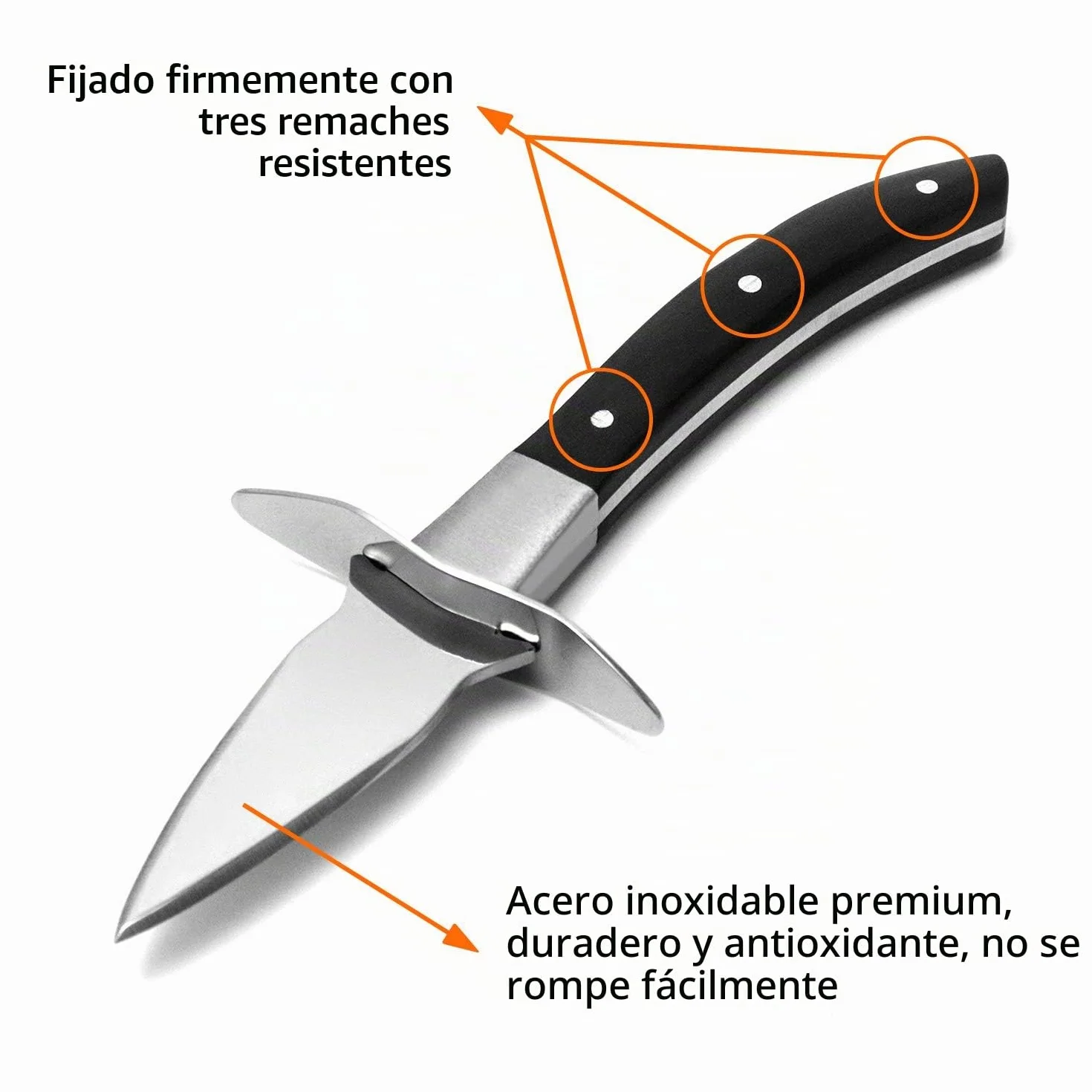 QWORK® Abridor de Ostras, Herramienta de Cocina para Abrir Ostras y Mariscos con Mango de Madera y Funda Protectora