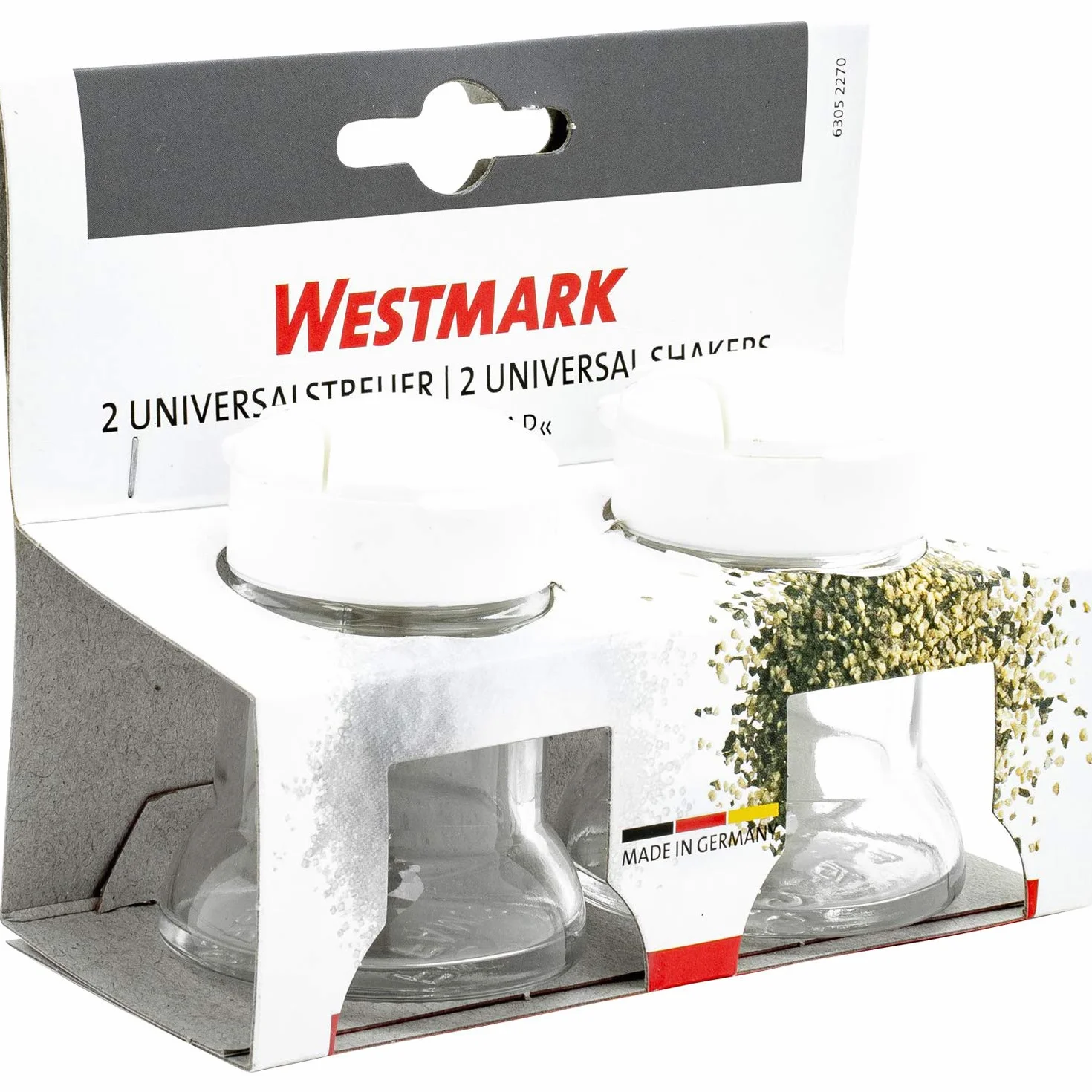 Westmark Especiero universal, Capacidad: 40 ml cada uno, Vidrio/plástico, Paris-Snap, Blanco/transparente, 63052270