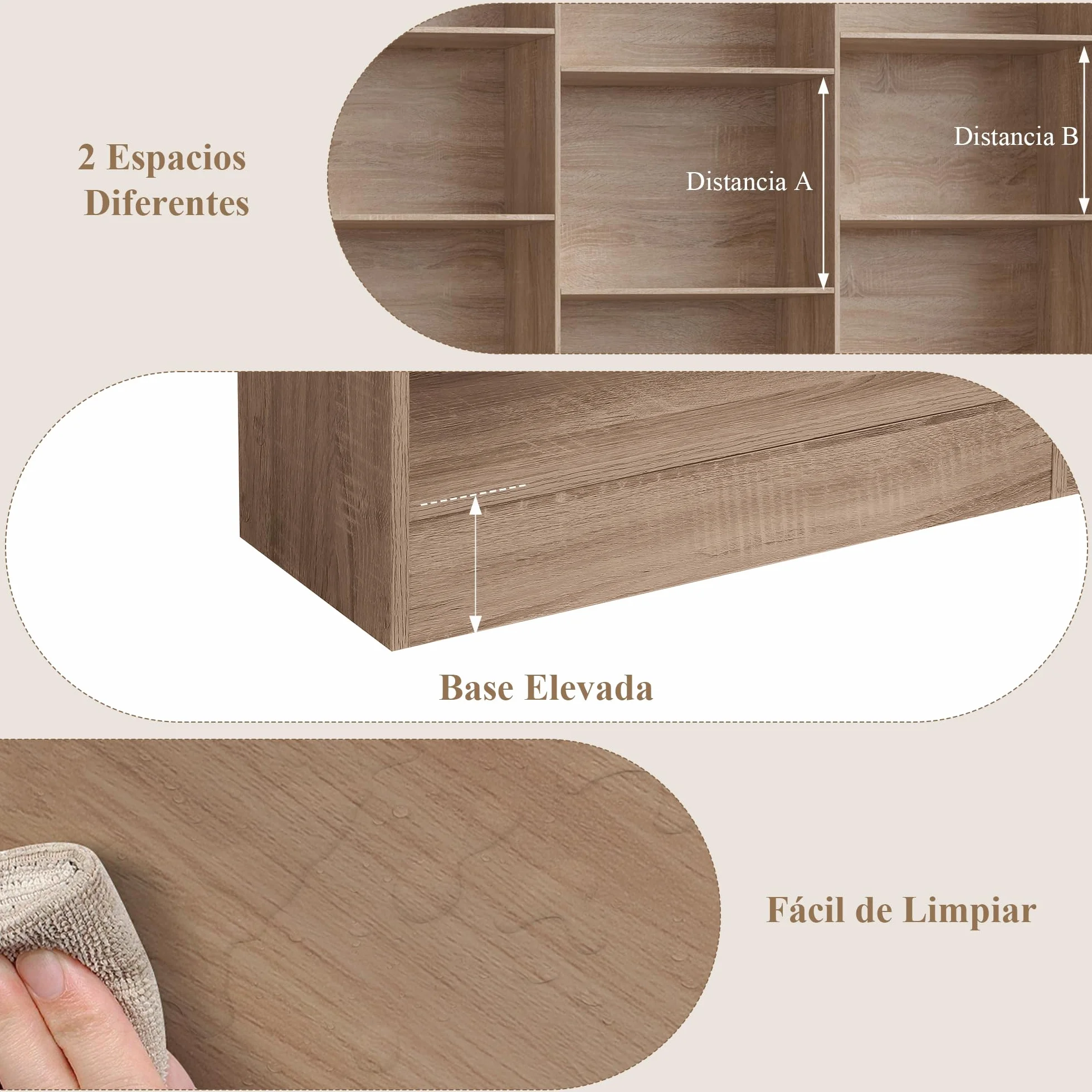 FirFurd 188cm Estantería Grande, Estanterías Almacenaje Madera, Librería, Estanterias para Libros, para Salón, Oficina y Estudio, 3 Filas, con 17 Compartimentos, 188 x 149 x 23,5 cm (Roble Claro)