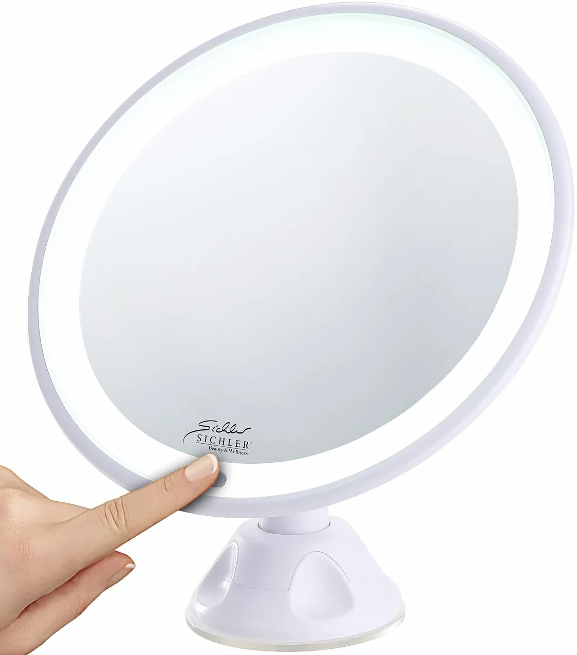 Sichler Beauty Espejo de Maquillaje con Luz LED y Ventosa, 5 Aumentos, Batería