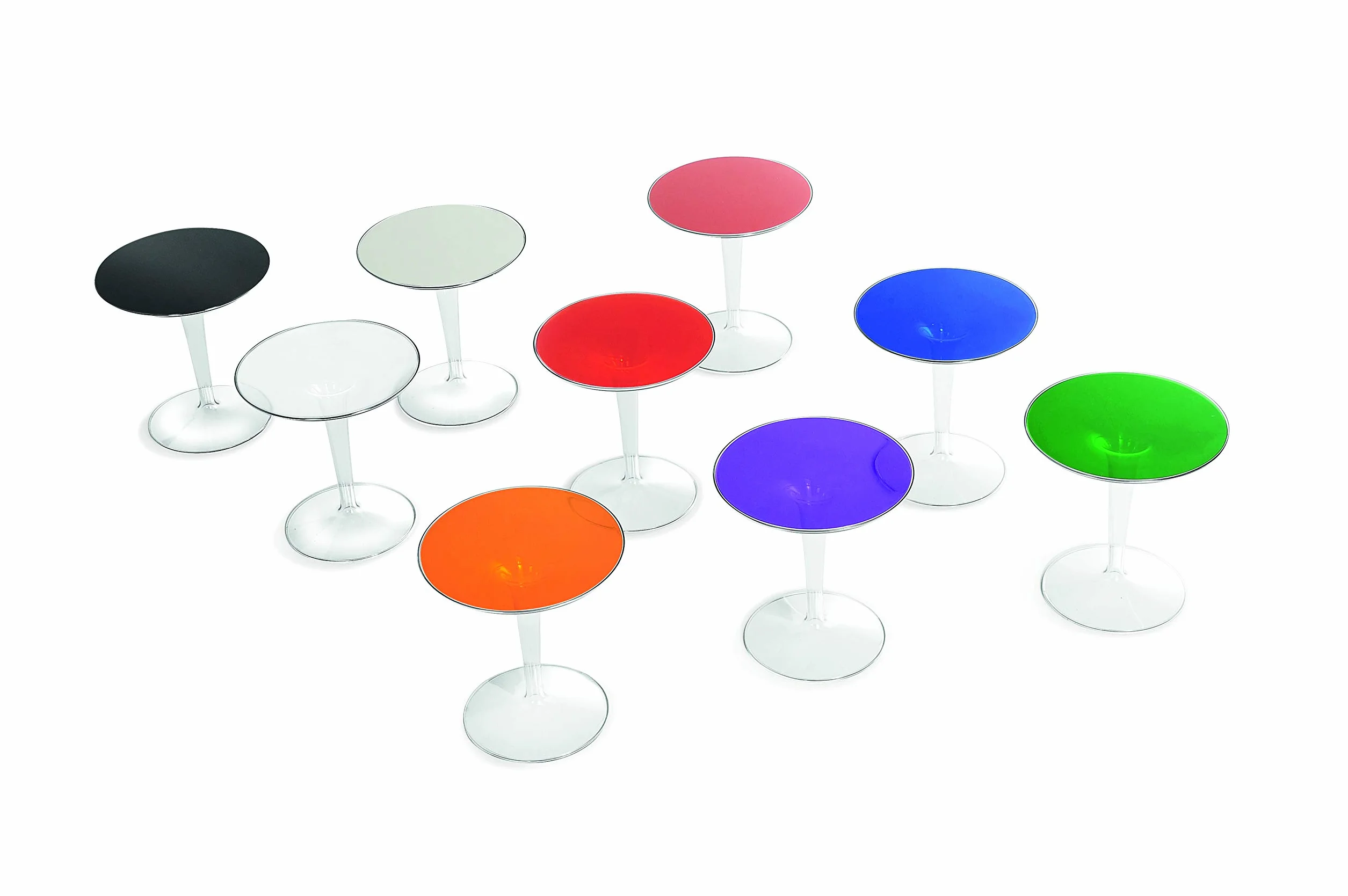 Kartell Tip Top Mesa, Bambú, Parte superior de PMMA, Negro brillante, 48 x 50 x 52 cm, Pata Transparente