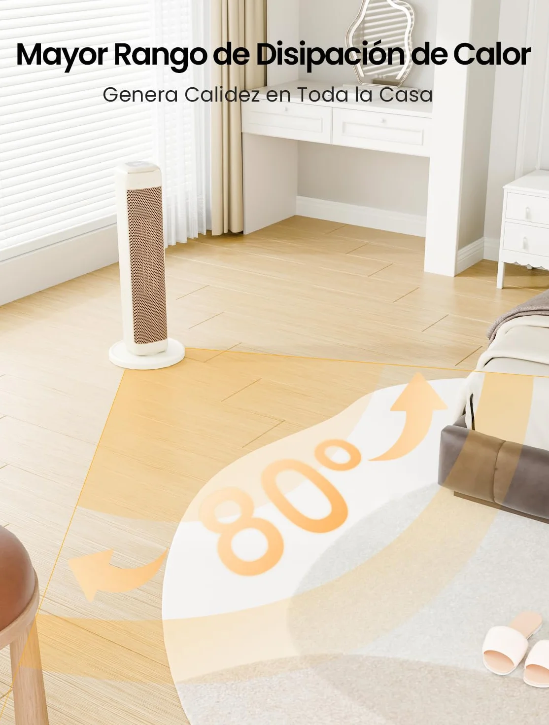 AIRMATE 63cm Calefactor Torre Bajo Consumo, 2000W Calefactor Cerámico Bajo Consumo con Oscilación 80°, 24H Heater Protección Sobrecalentamiento y Vuelco Calefactor Aire Caliente Eléctrico Dormitorios
