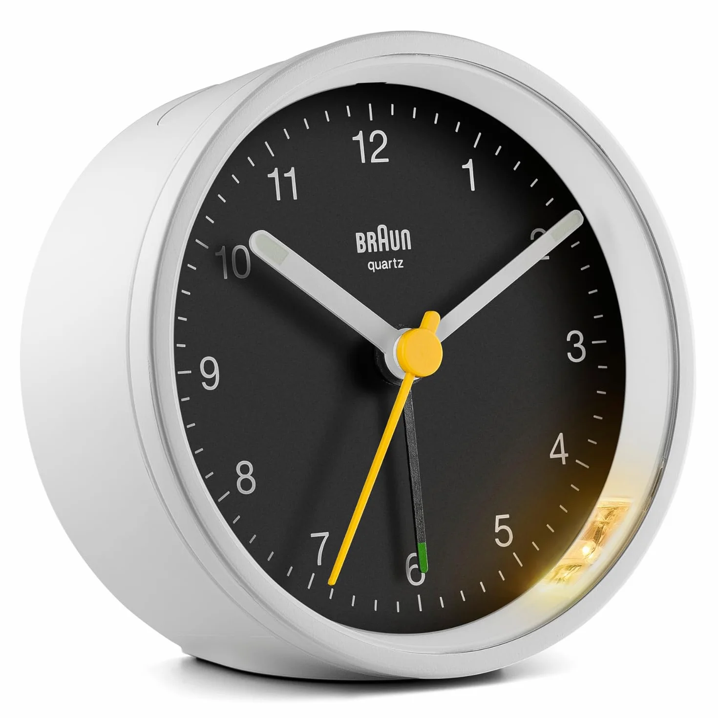Braun BC12WB Reloj Despertador analógico clásico repetición iluminación Cuarzo silencioso Alarma pitido Crescendo Blanco Negro
