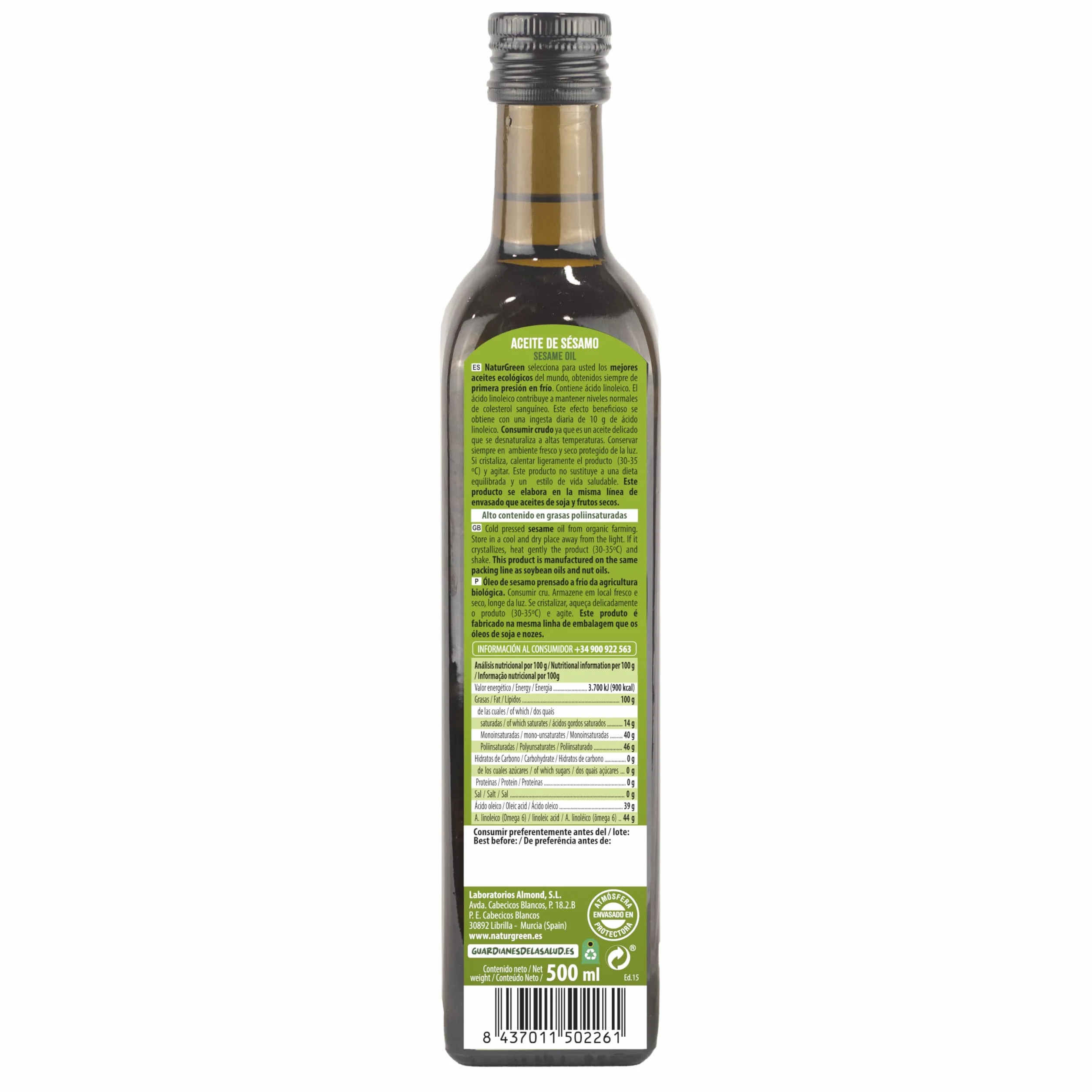 NaturGreen Aceite de Sésamo Bio 500ml