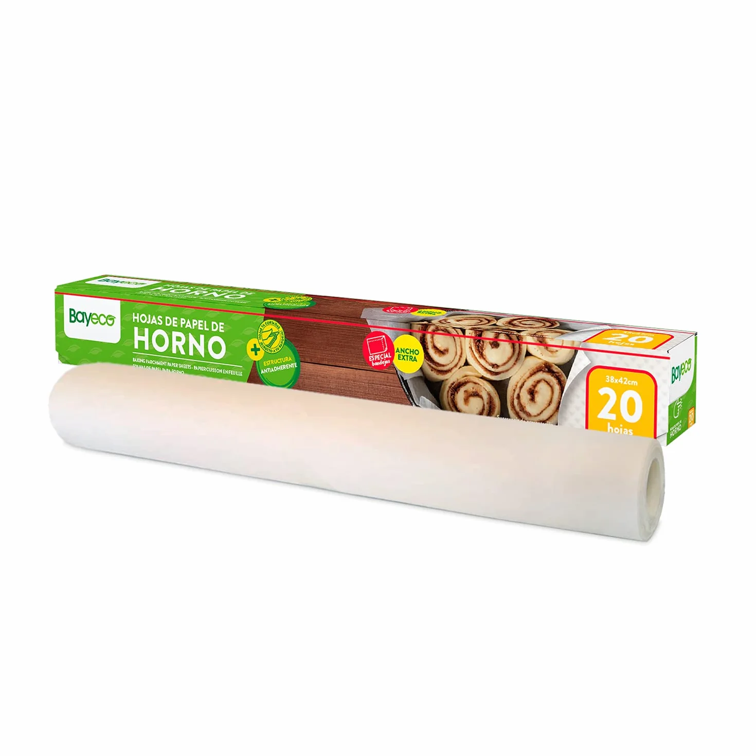 Papel de Horno en Hojas Bayeco 38x42cm 20 Hojas Precortadas Antiadherente