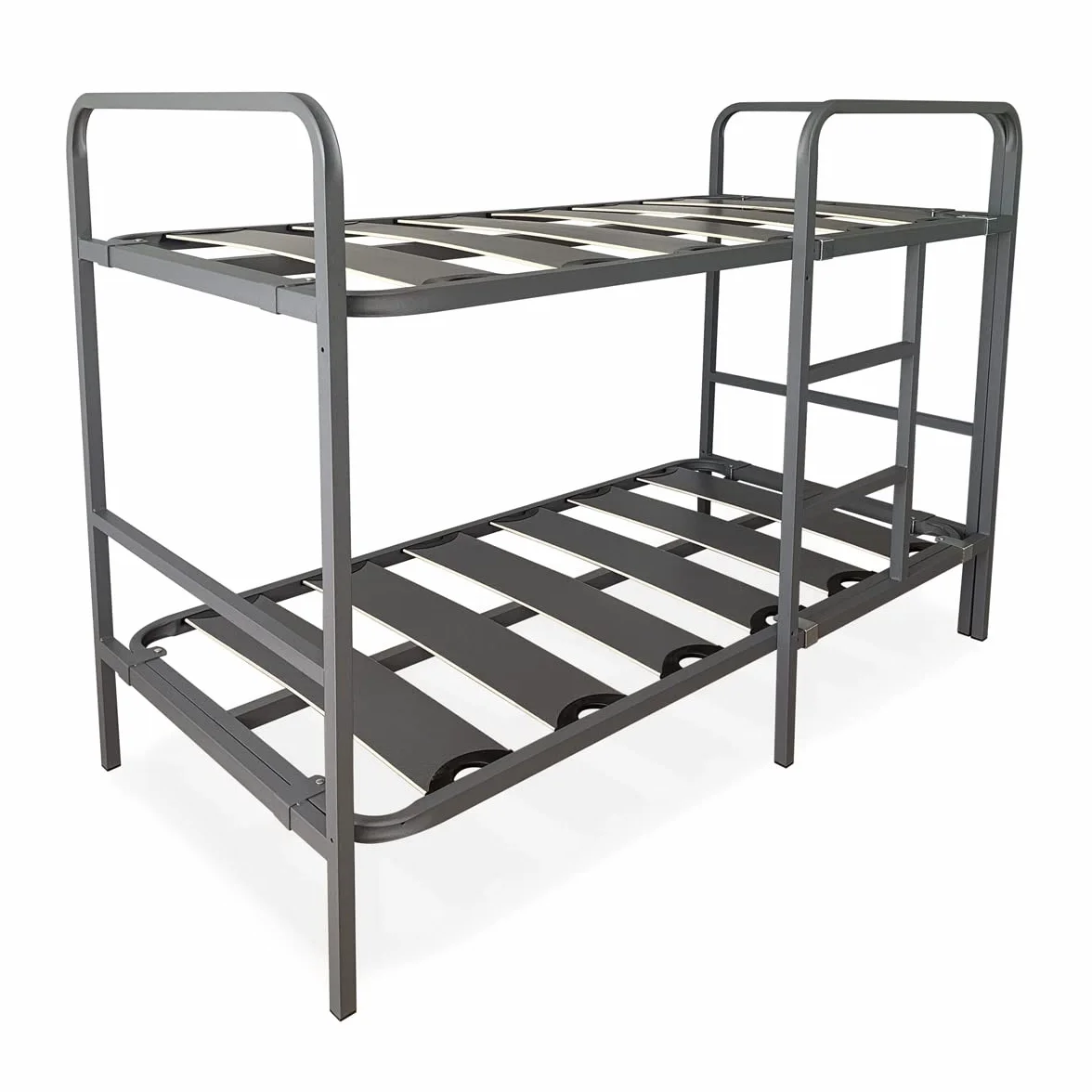 Somnia Descanso - Litera Reforzada Completa con Barandilla y Escalera Metálica - Estructura de 40x30mm con Láminas Anchas, Gris, 90x190