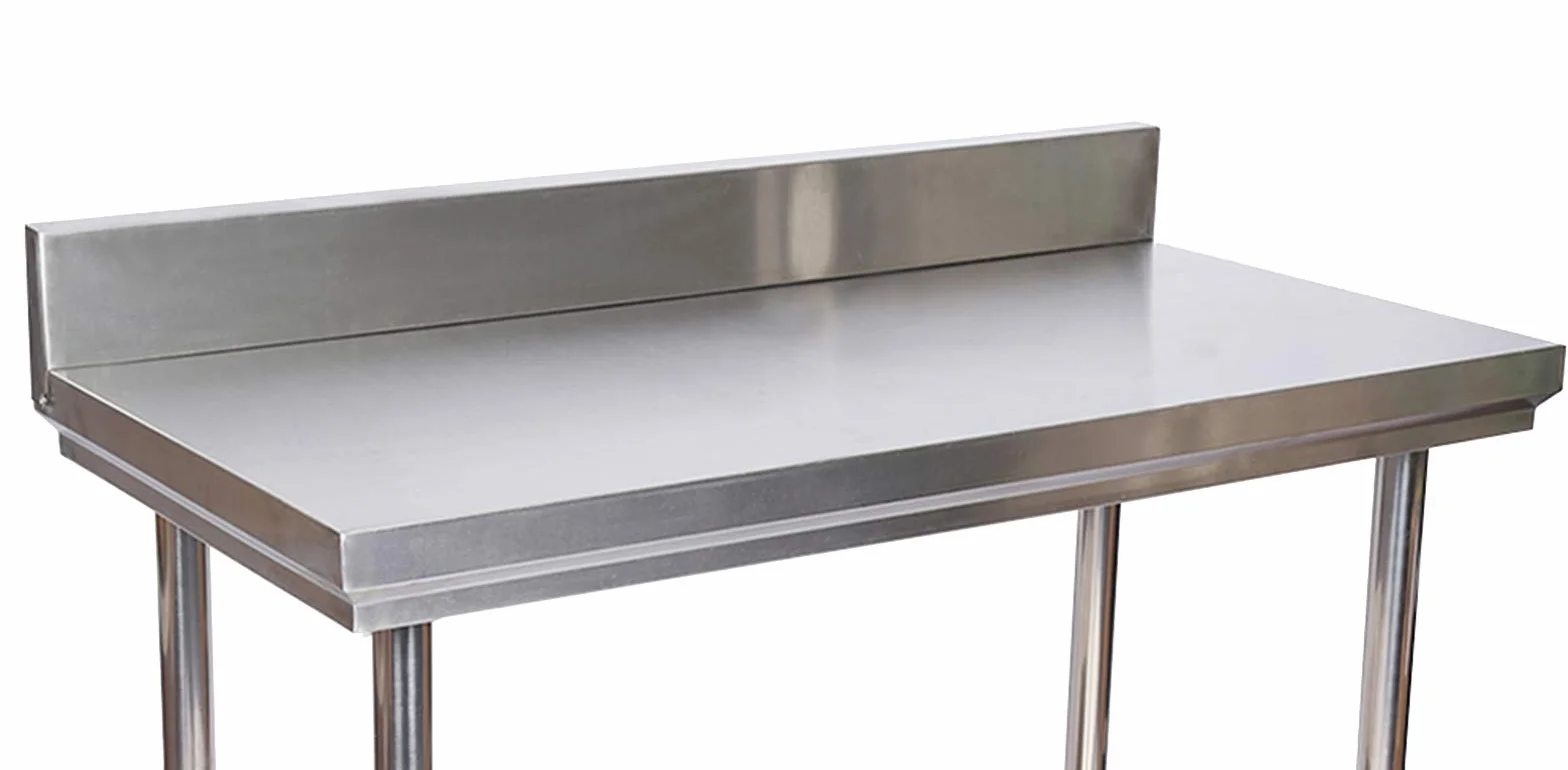 WilTec Mesa de Trabajo con alzatina de Acero Inoxidable para Cocina 120x60x85 cm