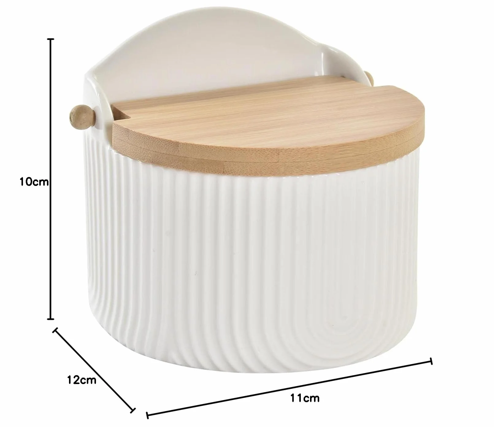 Salero de Cocina de Cerámica PLUS HOME con Tapa 12x10x11cm Blanco