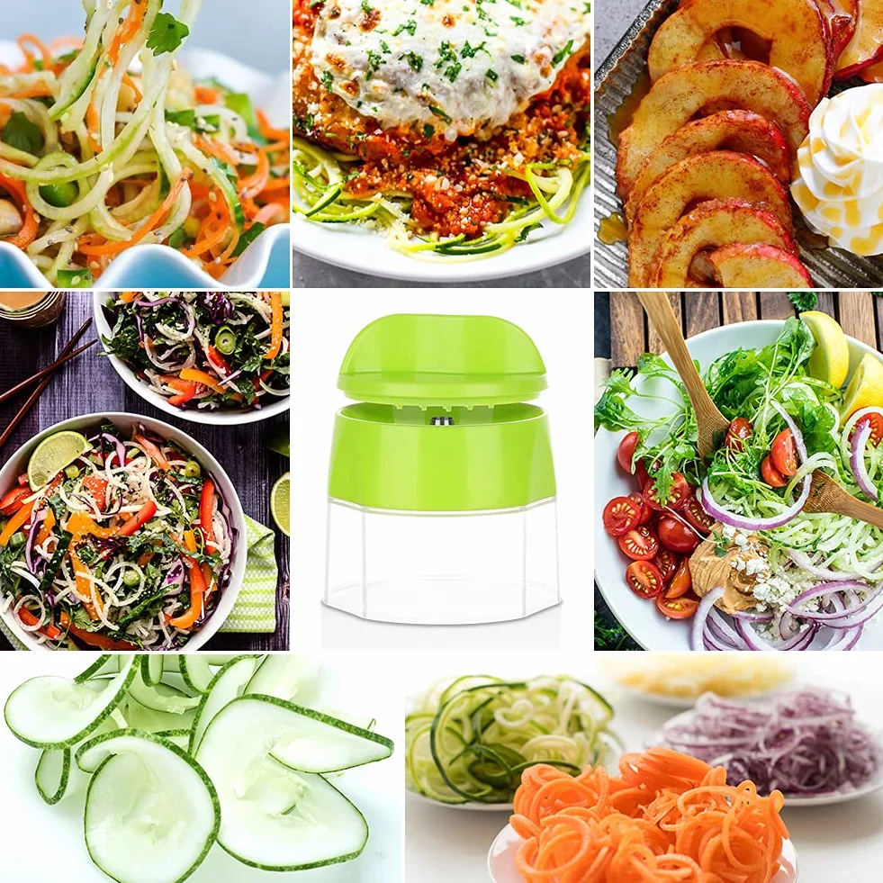 4 Piezas Espiralizador de Verduras Espiralizador Manual Espaguetis Calabacin Maquina, Cortador de Calabacin en Espaguetis, Espiralizador de Vegetales Adecuado para Zanahorias, Pepinos
