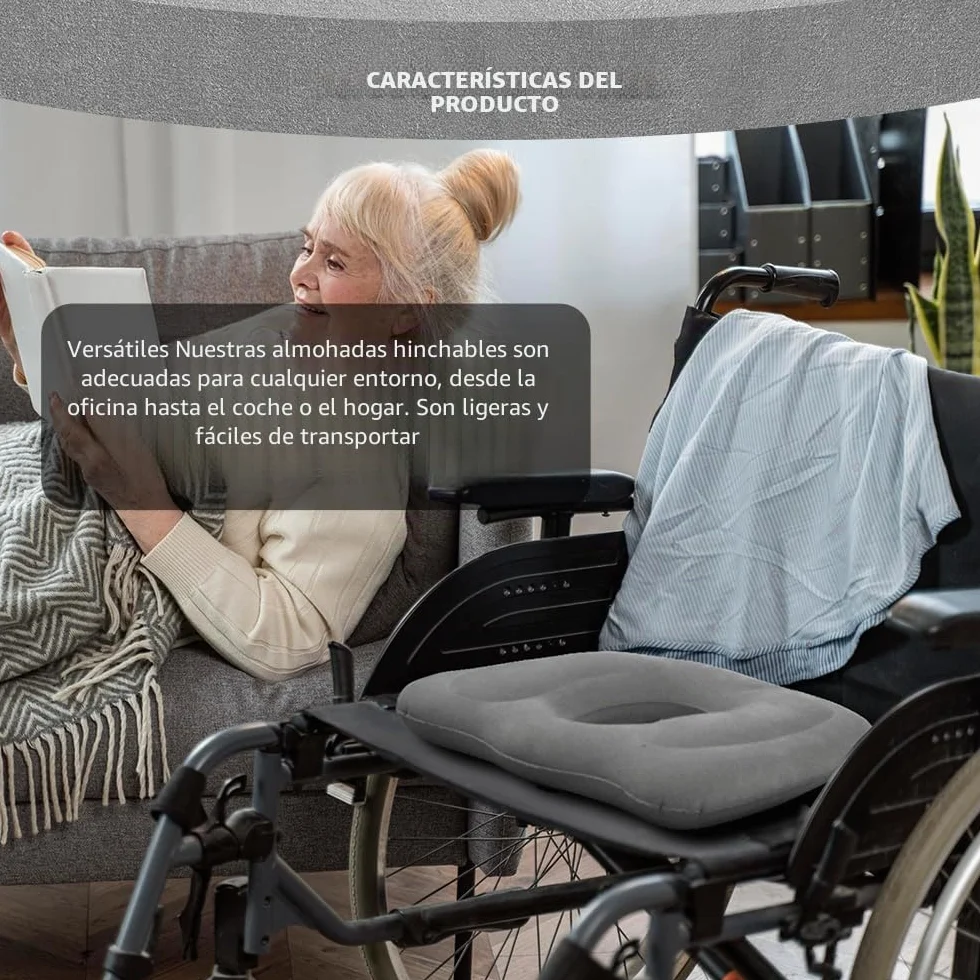 Cojín Asiento Multifuncional Hinchable en Forma de Rosquilla para Hemorroides, Cóccix y Dolor Postquirúrgico