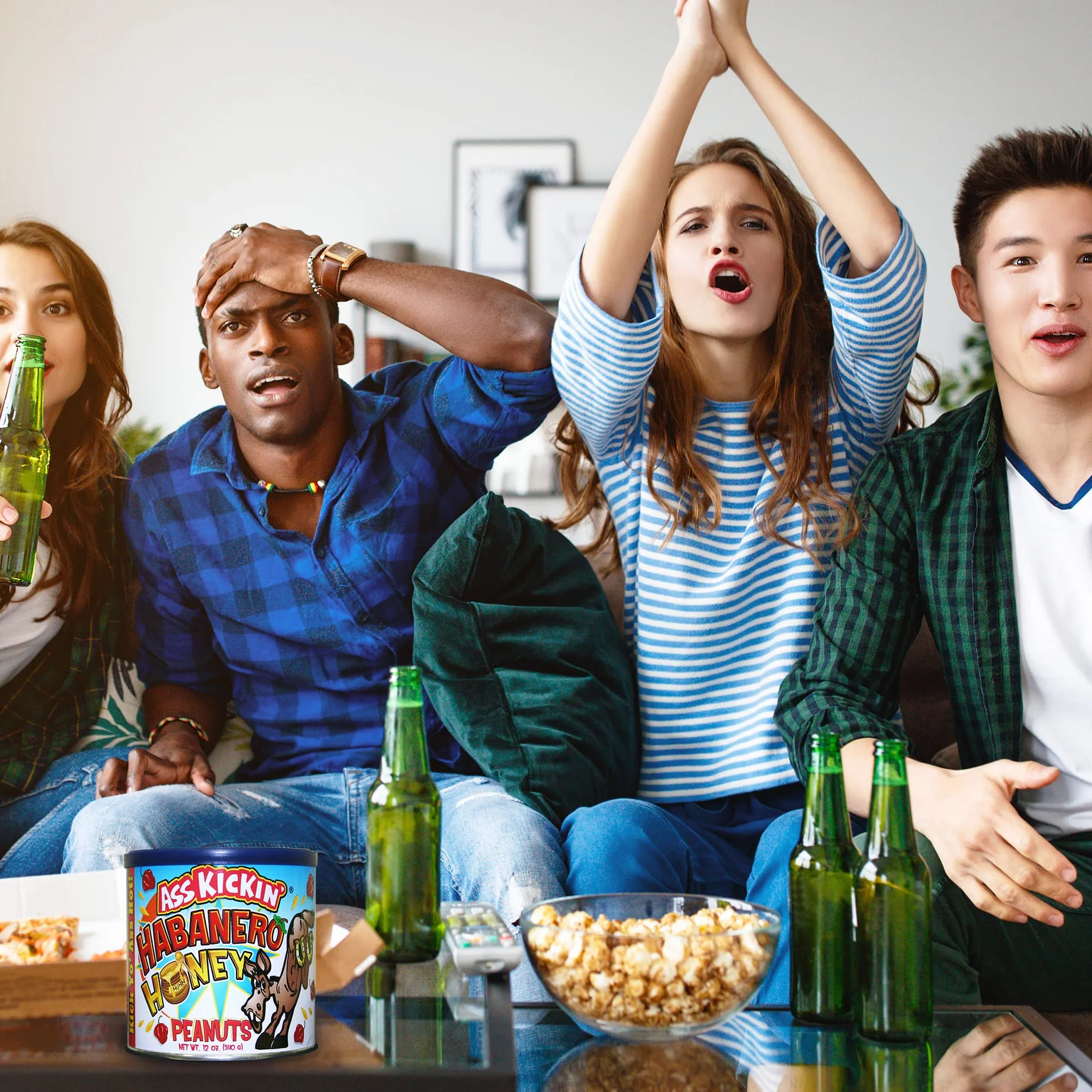 KICKIN' Habanero cacahuetes picantes con miel 12oz Ultimate Spicy Gourmet Gift Peanuts