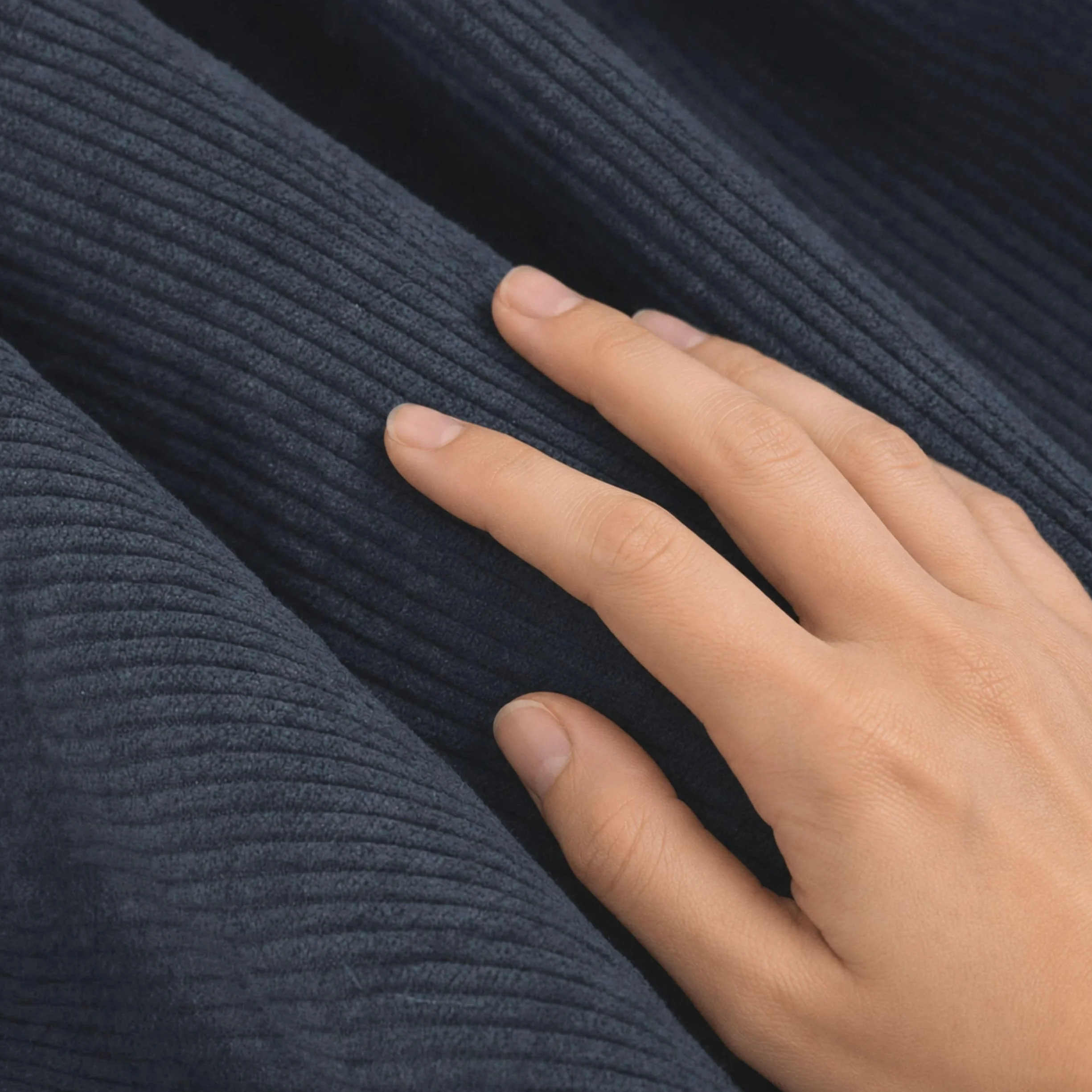 bananair - Puff Salón de Terciopelo Acanalado - Suave y Confortable - Puff Pera con Relleno de Espuma Incluido, Óptimo Apoyo para la Espalda - Bean Bag, Sofa Puff Gigante (100 cm, Azul Marino)