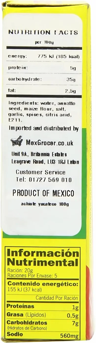 El Yucateco Pasta de Achiote condimentada para carnes 100 g x 2 uds Pack