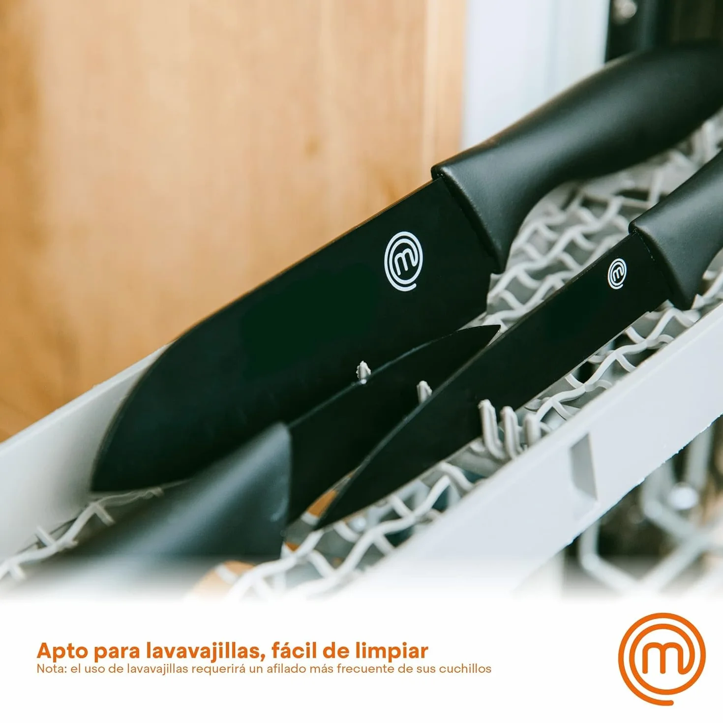MasterChef Cuchillos Cocina Set de Chef 5 Piezas Acero Inoxidable Negro