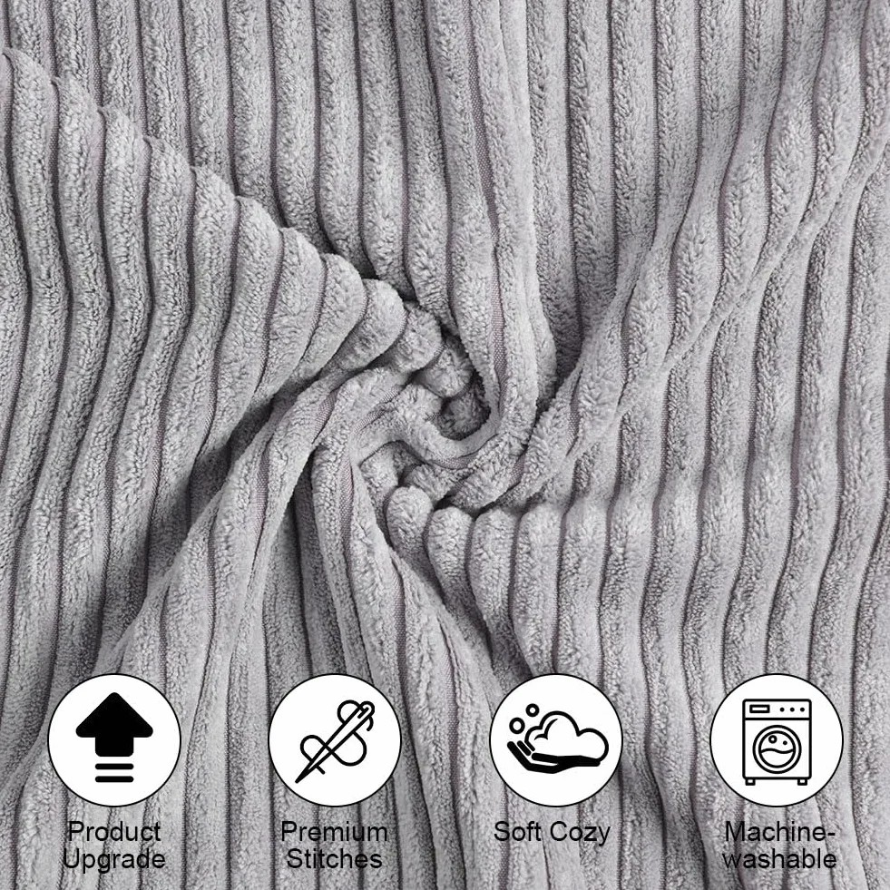 Fundas Cojines 45x45cm 2Pz Gris Claro Pana Suave Decorativas Modernas para Sofá