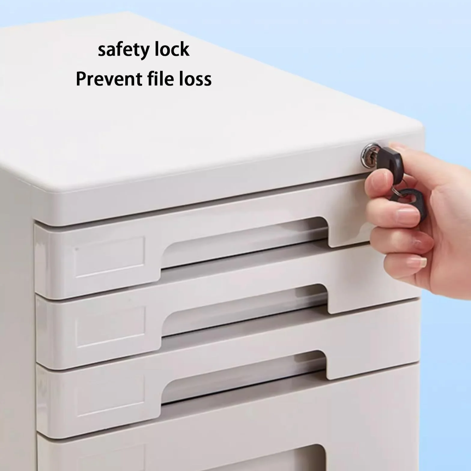 Archivador de 4 capas con cerradura, almacenamiento multifuncional para documentos A4, clasificación, suministros de oficina, ideal para el hogar y el espacio de trabajo (gris)