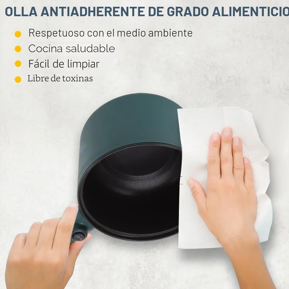 Olla caliente eléctrica 1.8L Multicooker con tapa para fideos, viaje