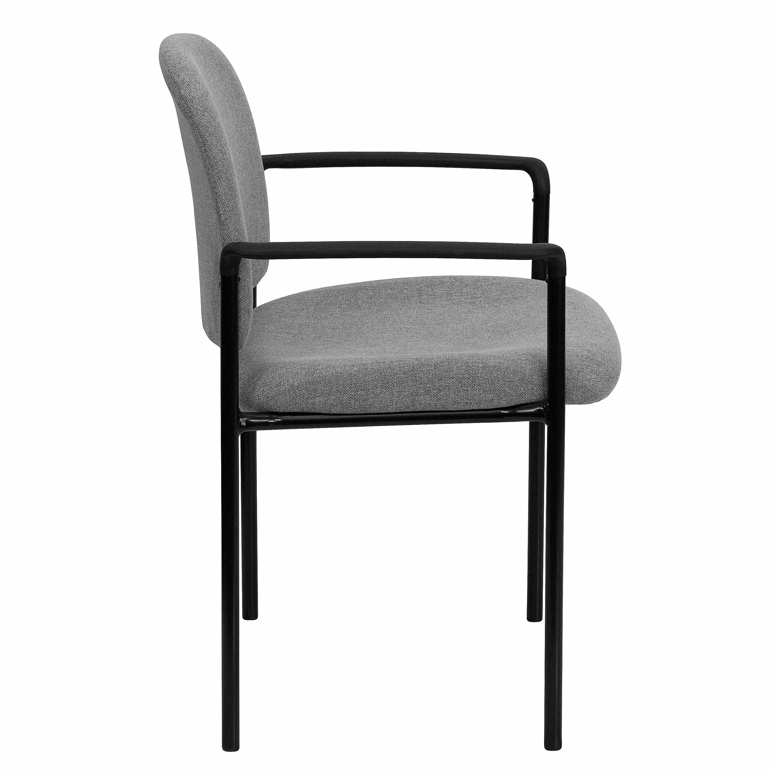 Flash Furniture Comfort - Silla de recepción Lateral apilable de Acero con Brazos, aleación, Tela Gris, Juego de 1