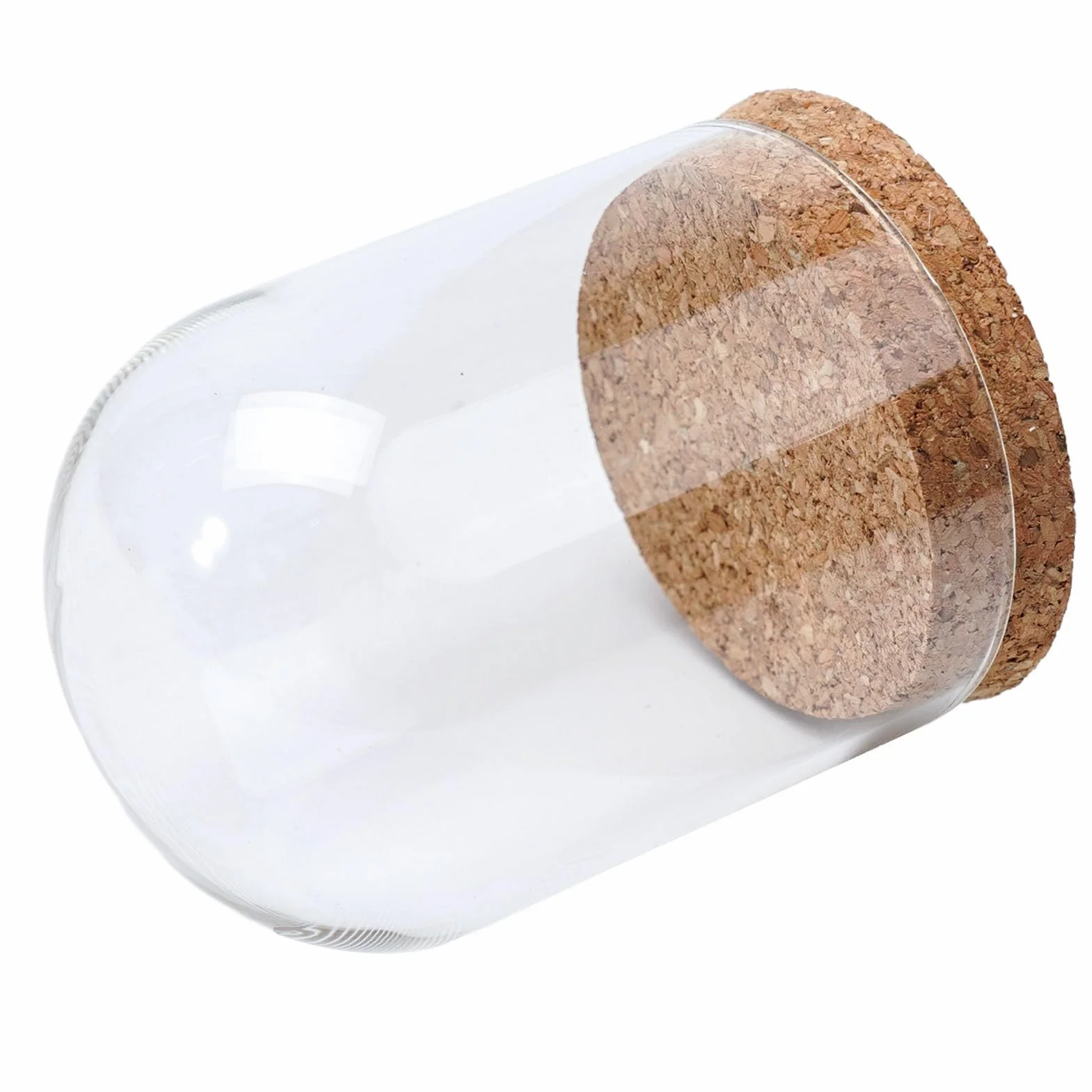 Gdfnmogo Cubierta de cúpula de cristal para plantas suculentas y flores, cristal transparente hecho a mano con base de corcho de madera natural, decoración de mesa para sala de estar, dormitorio