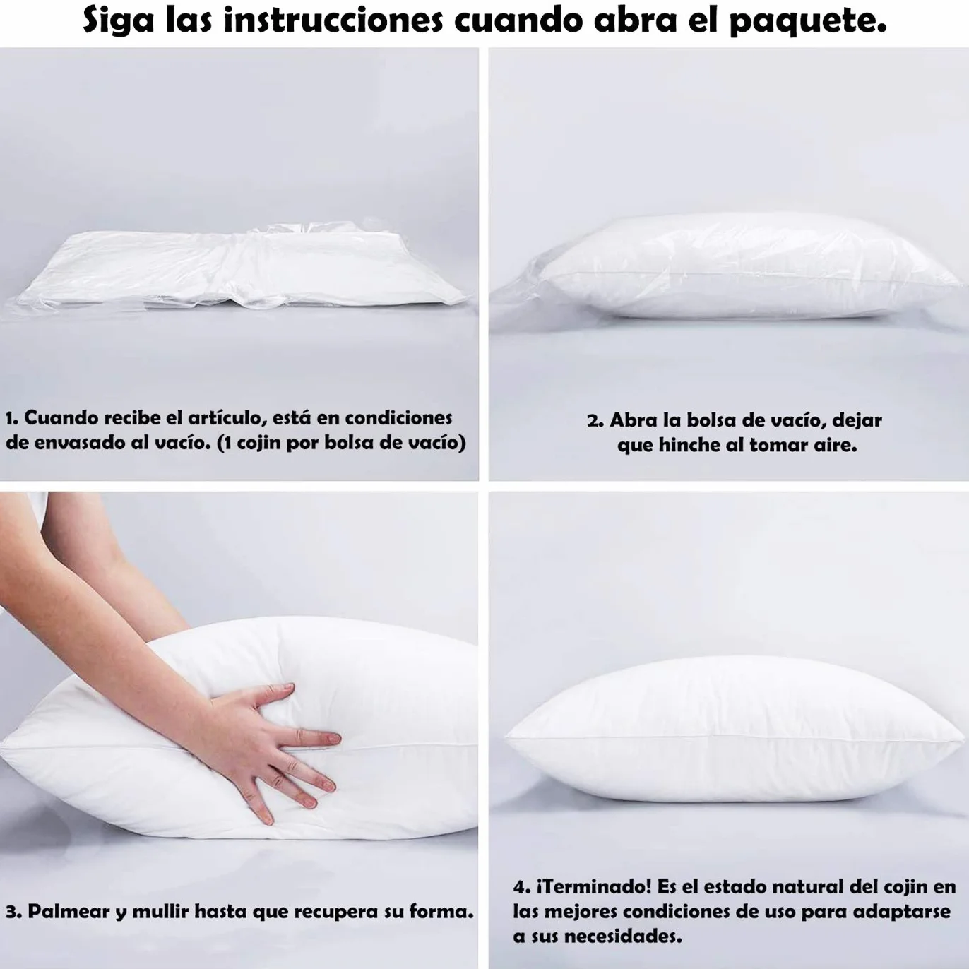 HOME MERCURY Relleno de Cojines Fibra Hueca Siliconada Antialérgico 30x50cm Pack 2