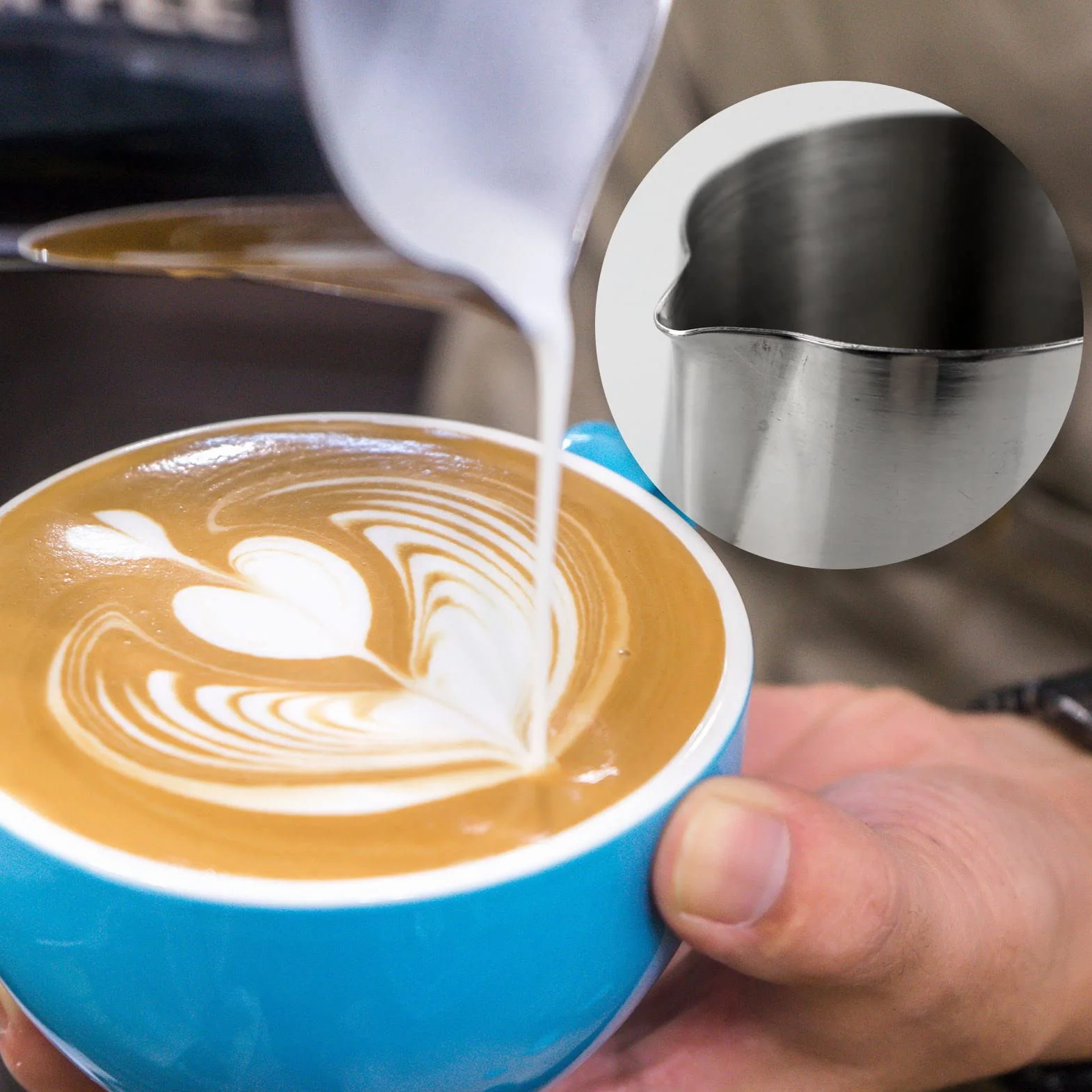 Jarra de leche de acero inoxidable, jarra perfecta para espumar leche y hacer capuchino barista espresso (200 ml)
