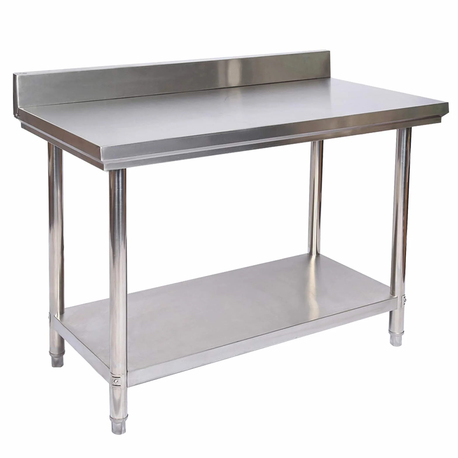 WilTec Mesa de Trabajo con alzatina de Acero Inoxidable para Cocina 120x60x85 cm